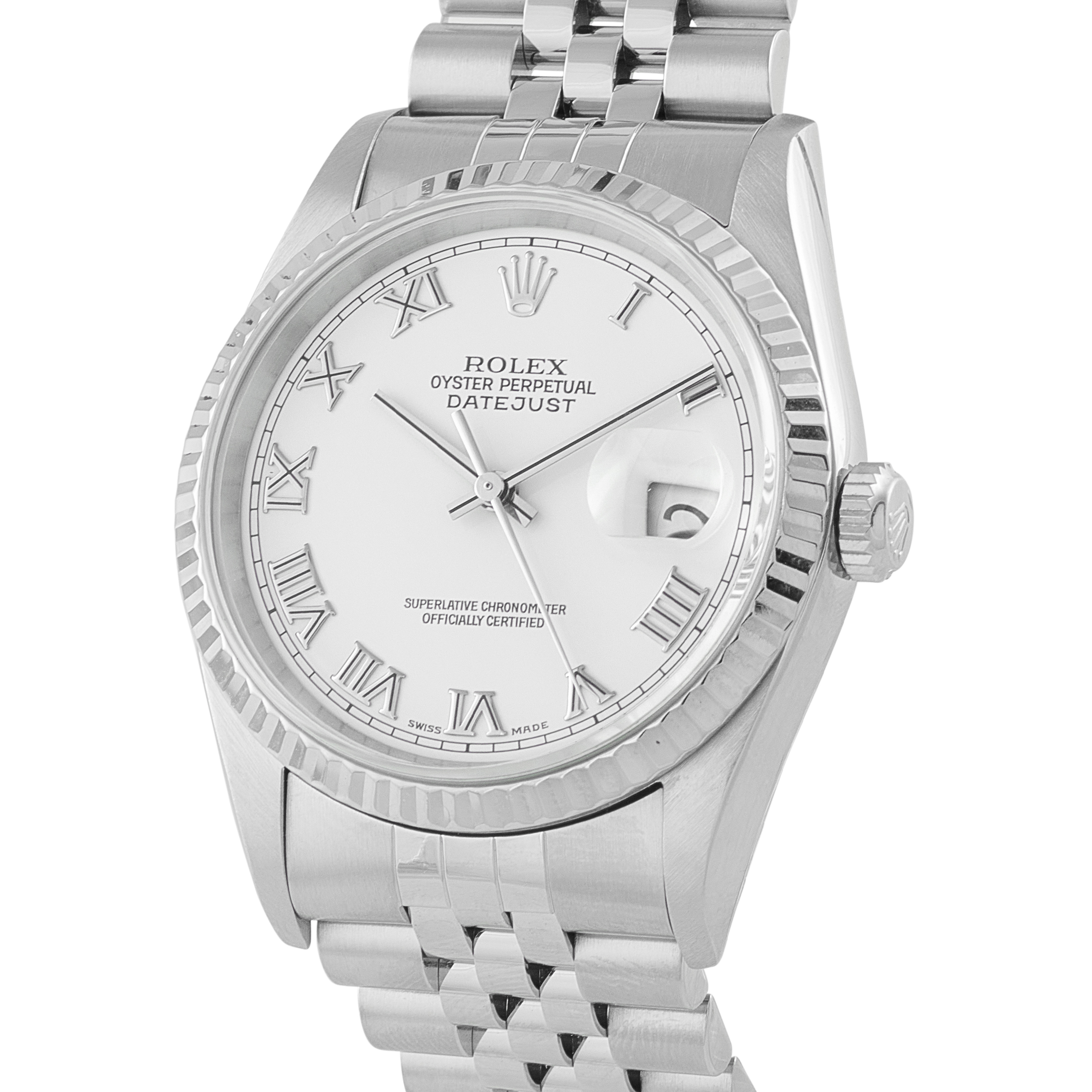 Rolex Datejust 36 White Roman Dial Steel Jubilee Watch 16234 - Image 2