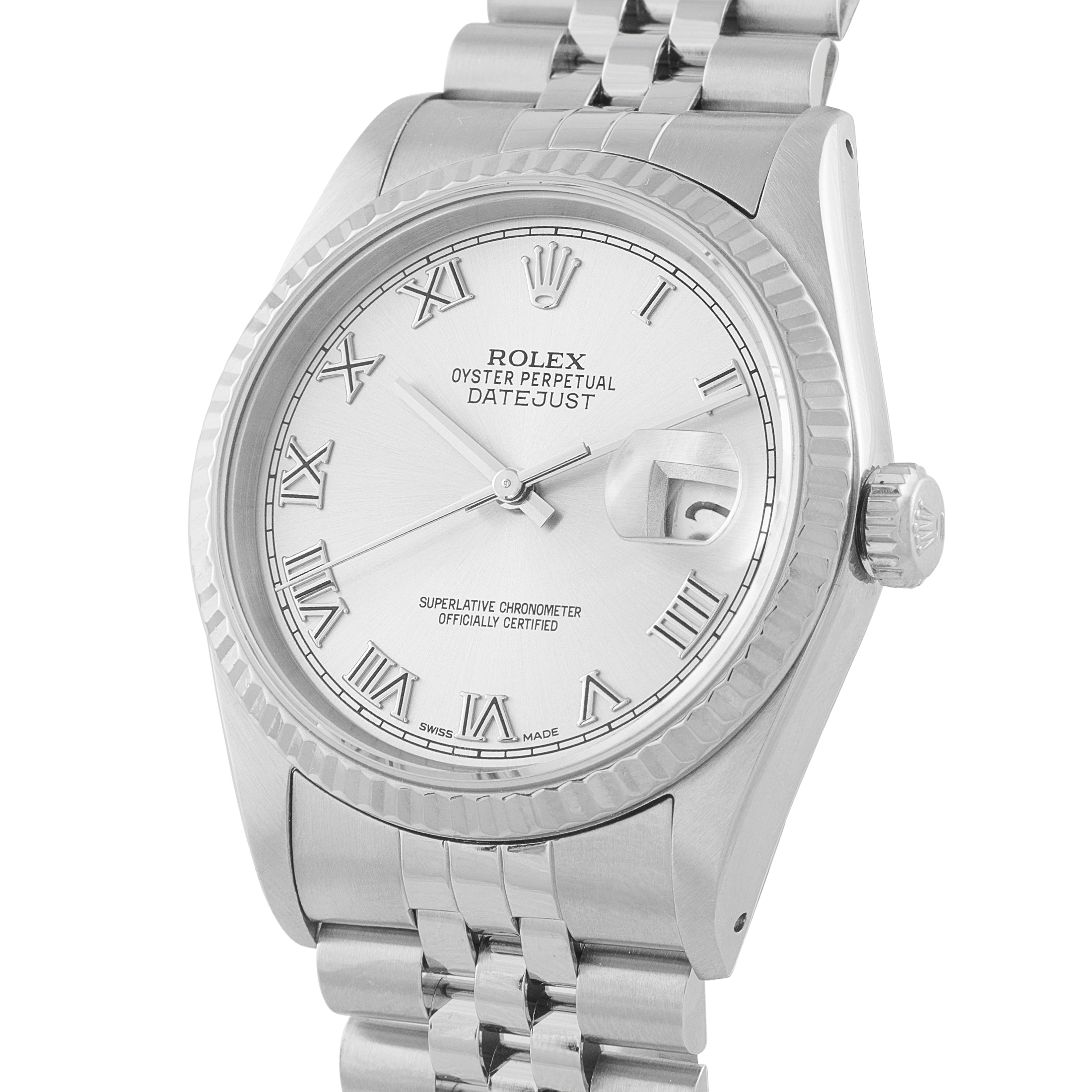 Rolex Datejust 36 Silver Roman Dial Steel Jubilee Watch 16234 - Image 2