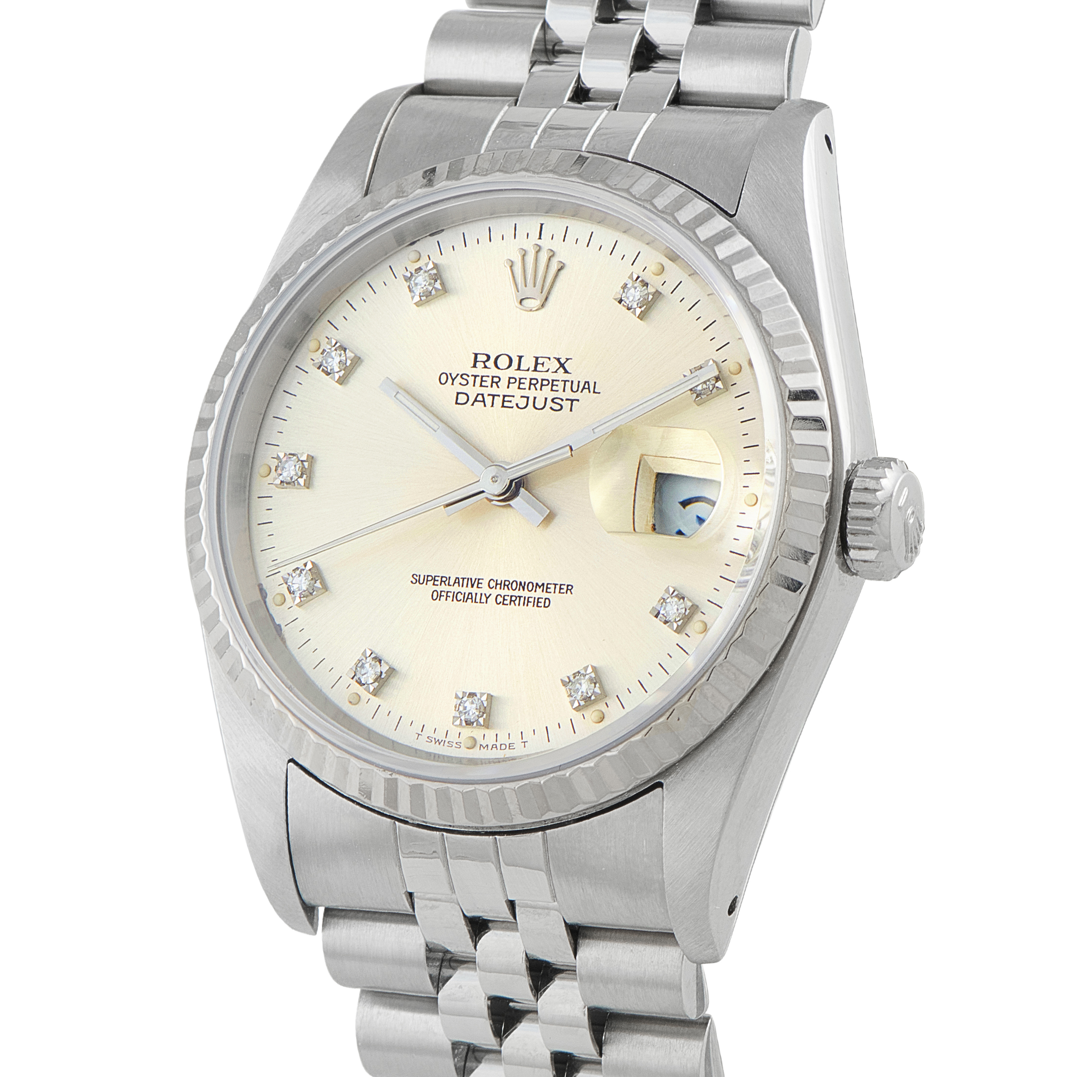 Rolex Datejust 36 Silver Diamond Dial Steel Jubilee Watch 16234 - Image 2