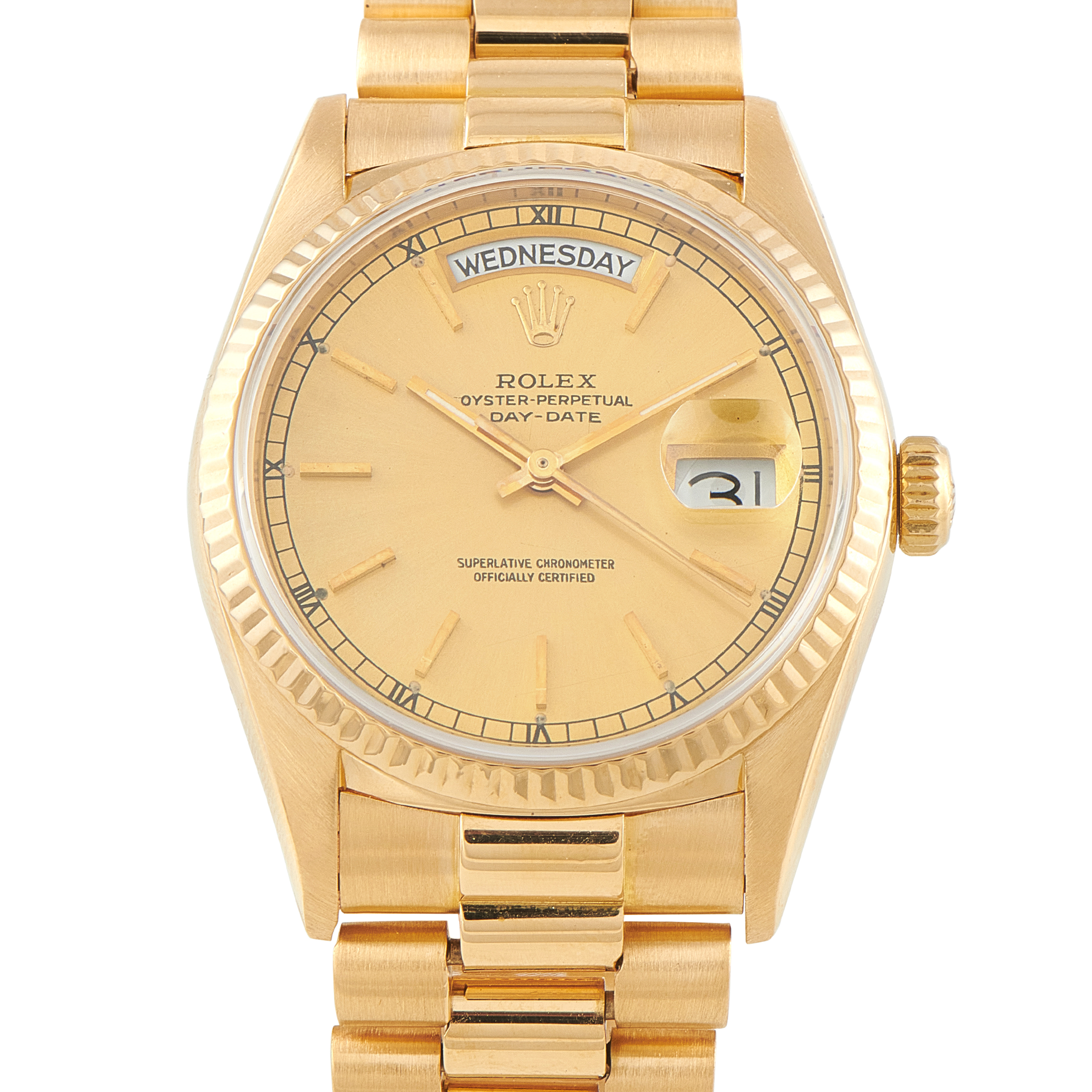 Rolex Day-Date 36 Champagne Dial Yellow Gold President Watch 18038