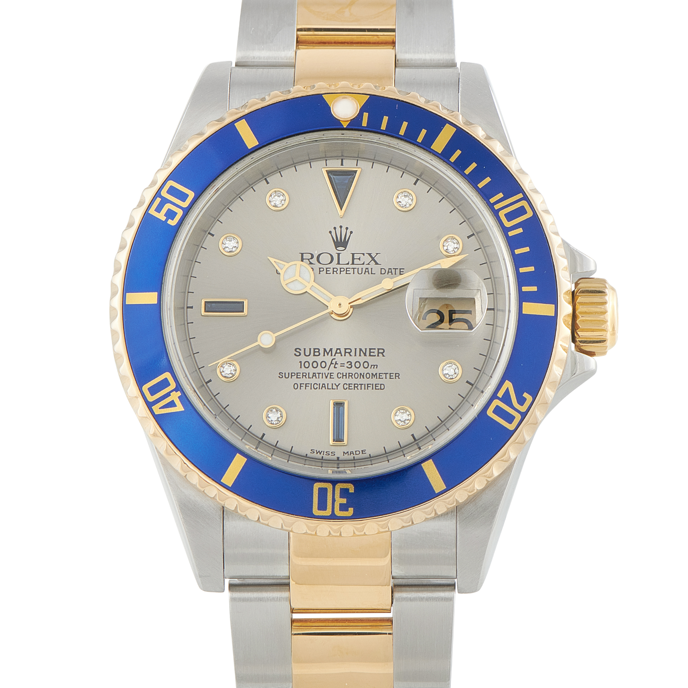 Rolex Submariner Serti Dial Two-Tone Watch 16613LB