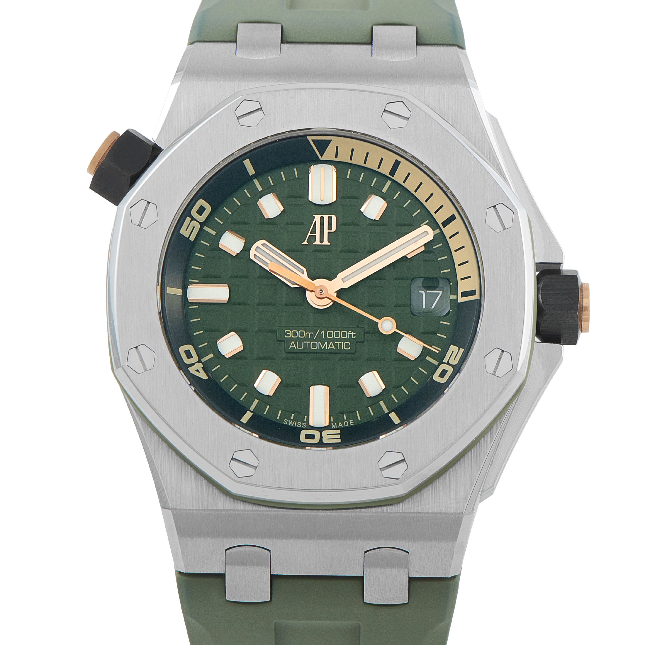 Audemars Piguet Royal Oak Offshore Diver Khaki Steel Watch 15720ST.OO.A052CA.01