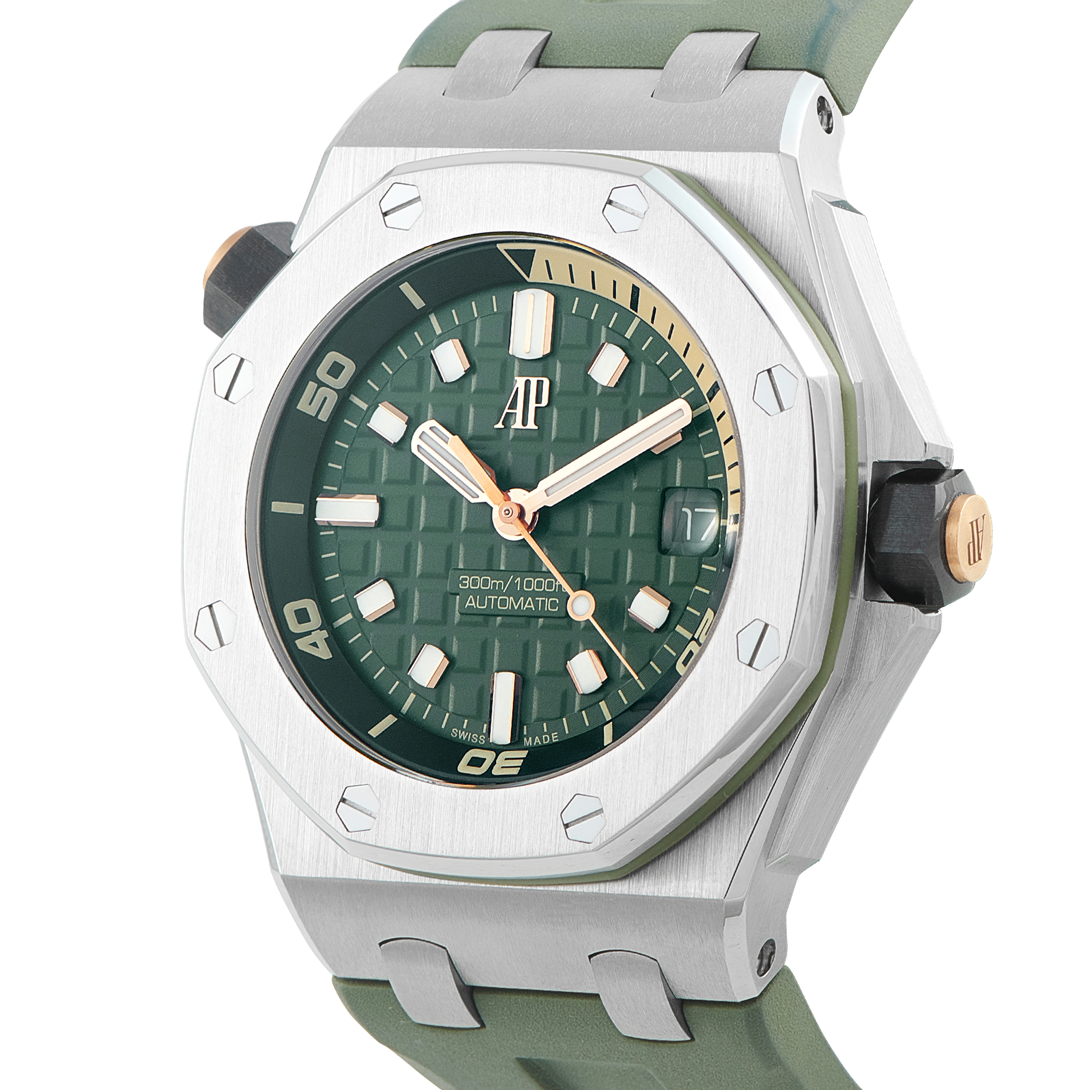 Audemars Piguet Royal Oak Offshore Diver Khaki Steel Watch 15720ST.OO.A052CA.01 - Image 2