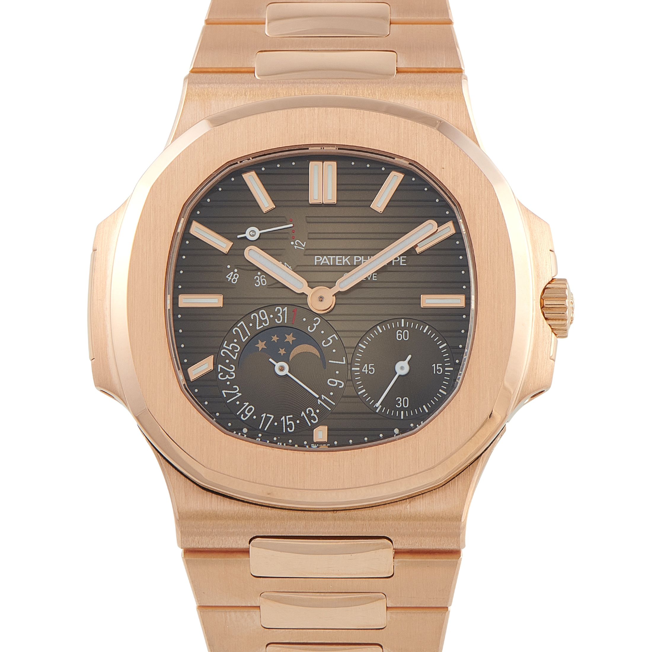 Patek Philippe Nautilus Moon Phase Rose Gold Watch 5712/1R-001