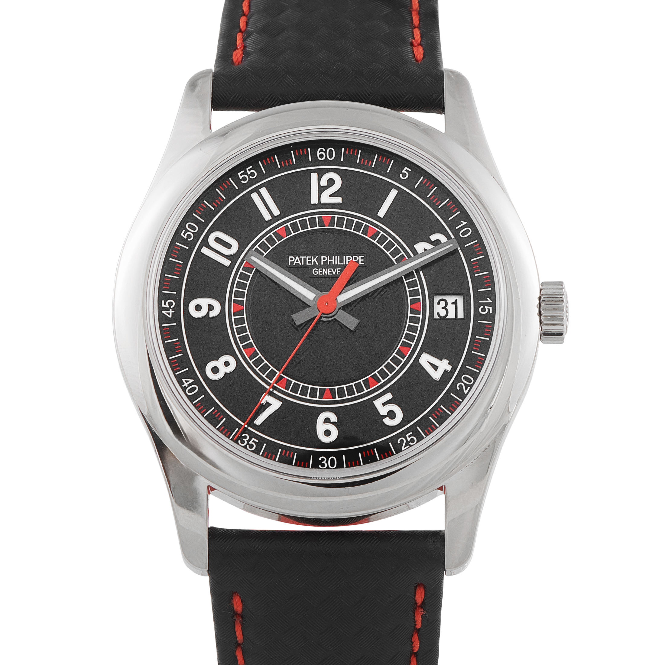 Patek Philippe Calatrava Red Accents White Gold Watch 6007-010G 6007G-010
