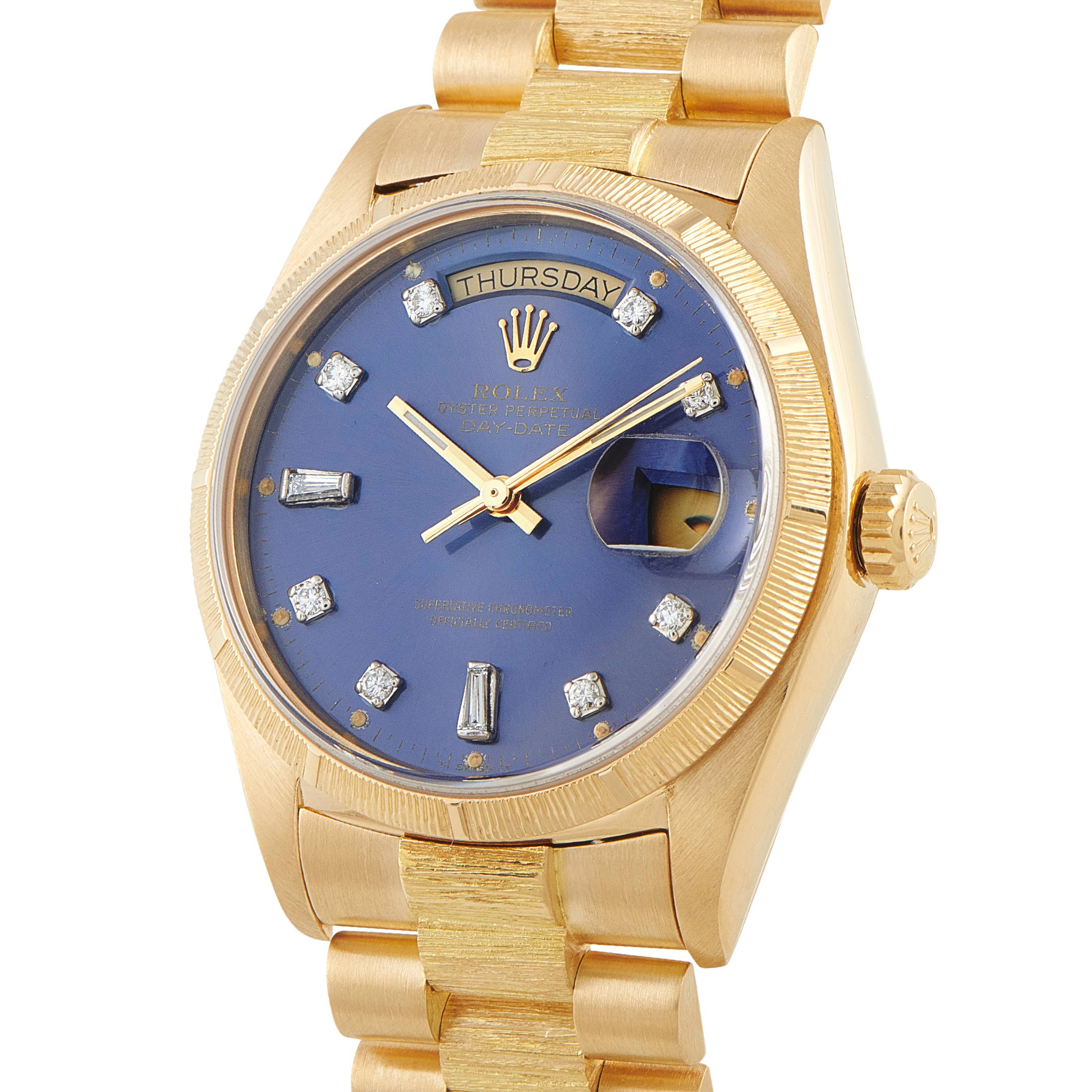 Rolex Day-Date 36 Bark Blue Dial Yellow Gold President Watch 18078 - Image 2