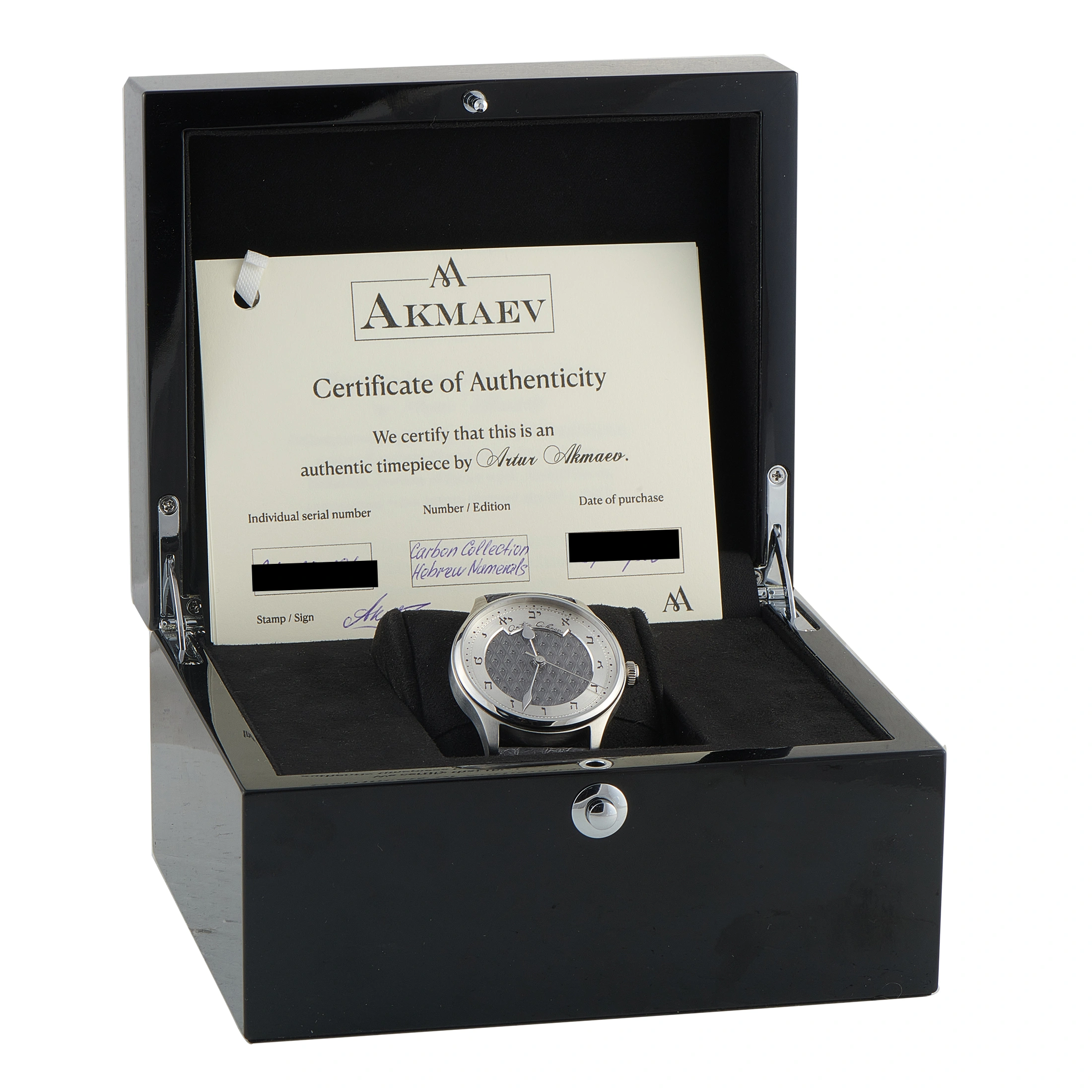 Artur Akmaev Carbon Anthracite Hebrew Numerals Steel Watch - Image 5