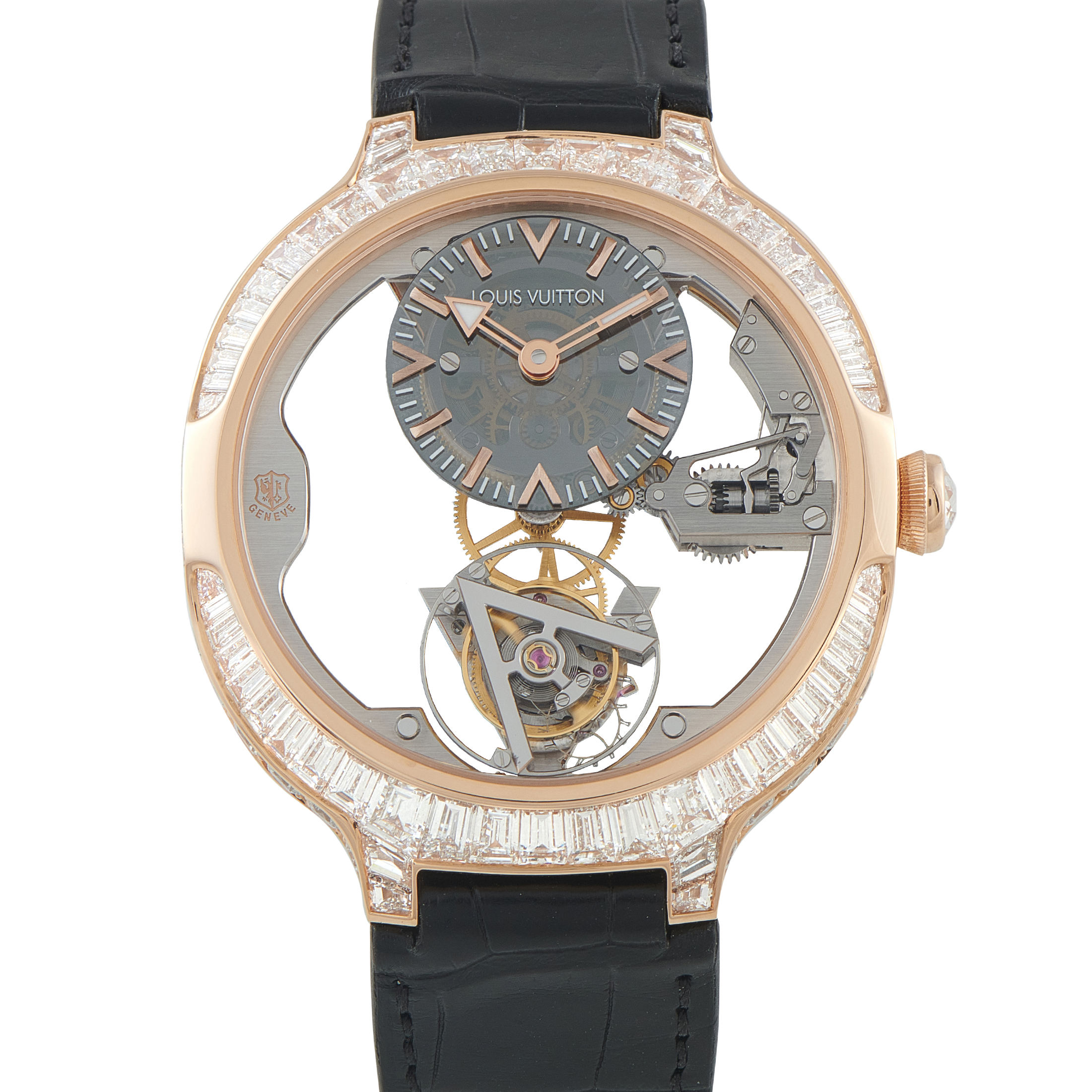 Louis Vuitton Voyager Flying Tourbillon Poinçon de Genève Diamond and Rose Gold Watch