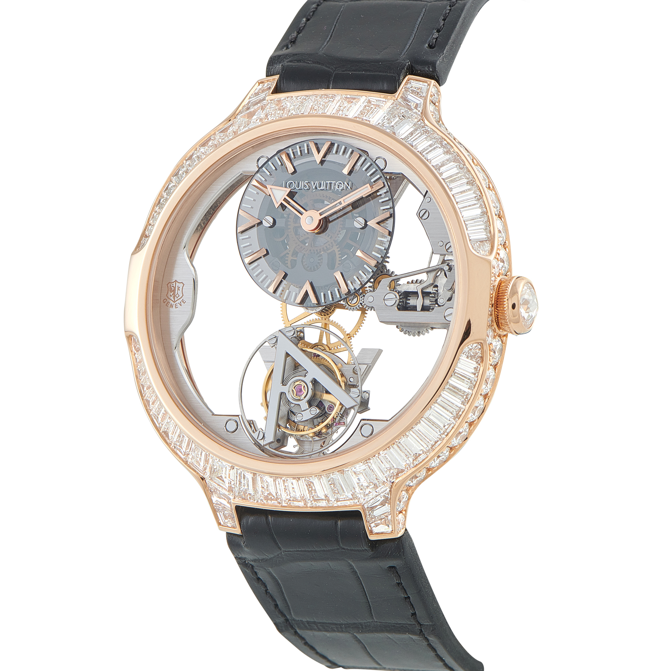 Louis Vuitton Voyager Flying Tourbillon Poinçon de Genève Diamond and Rose Gold Watch - Image 2