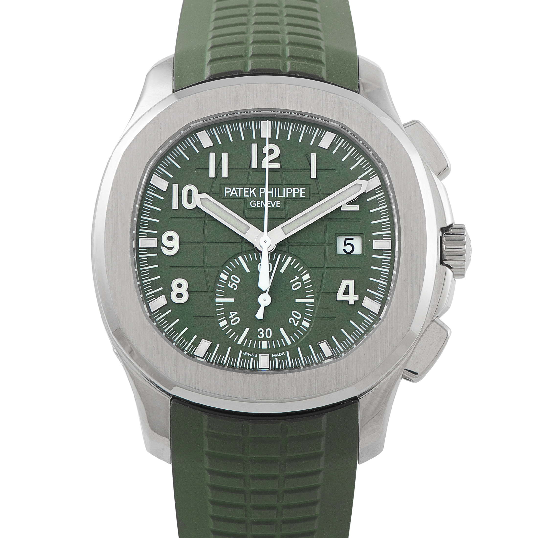 Patek Philippe Aquanaut Chronograph Khaki Green Dial White Gold Watch 5968G-010