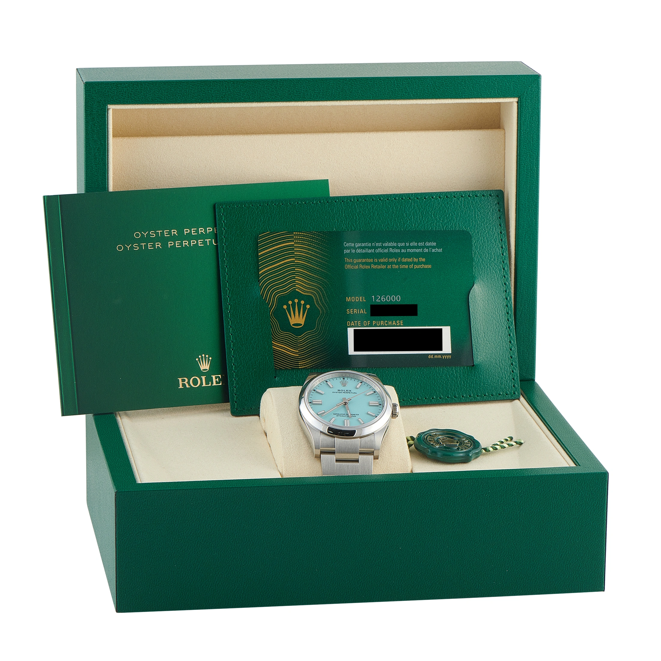 Rolex Oyster Perpetual 36 Turquoise Dial Steel Watch 126000 - Image 5