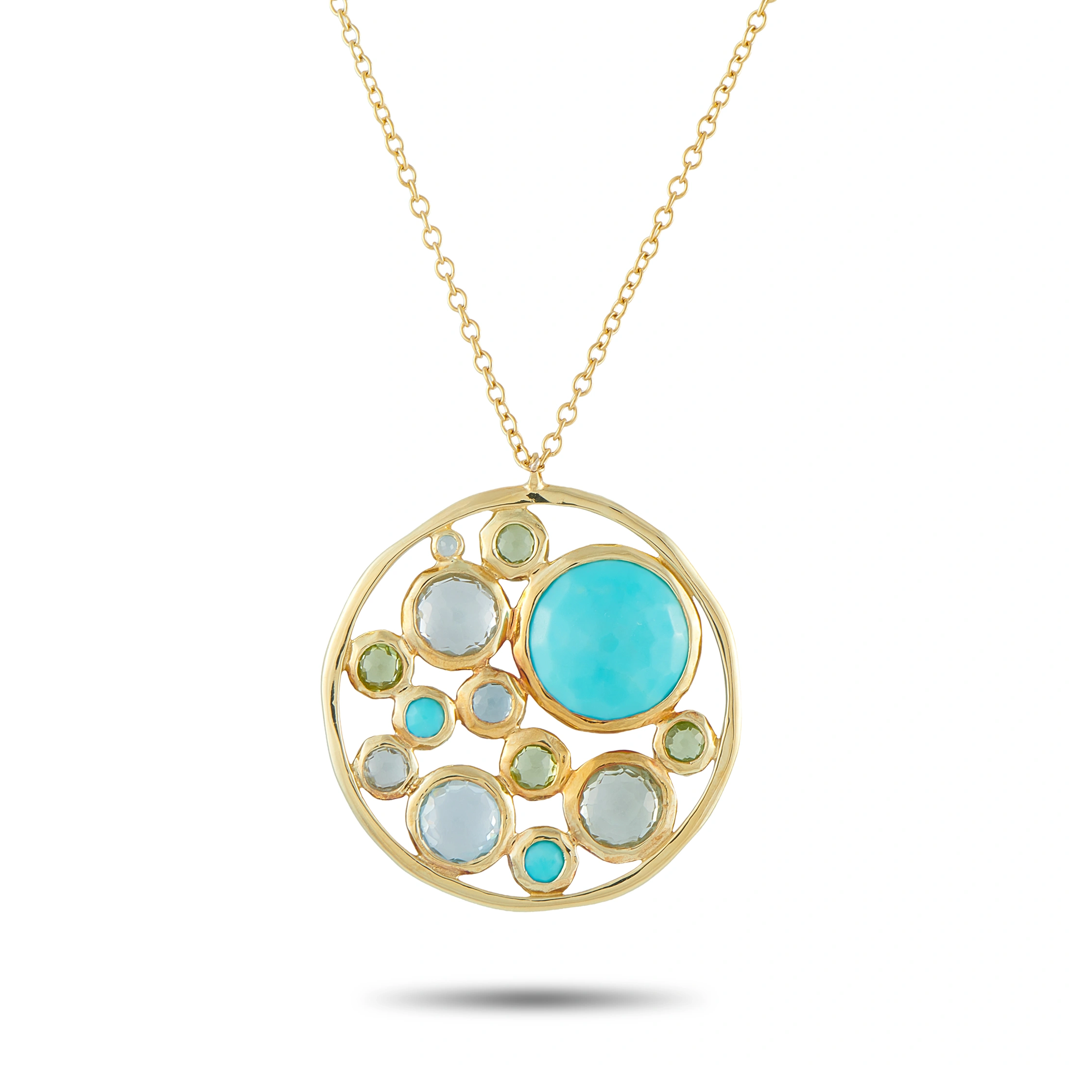 Ippolita Rock Candy 18K Yellow Gold Turquoise, Peridot, and Topaz Lollipop Necklace IP29-070926