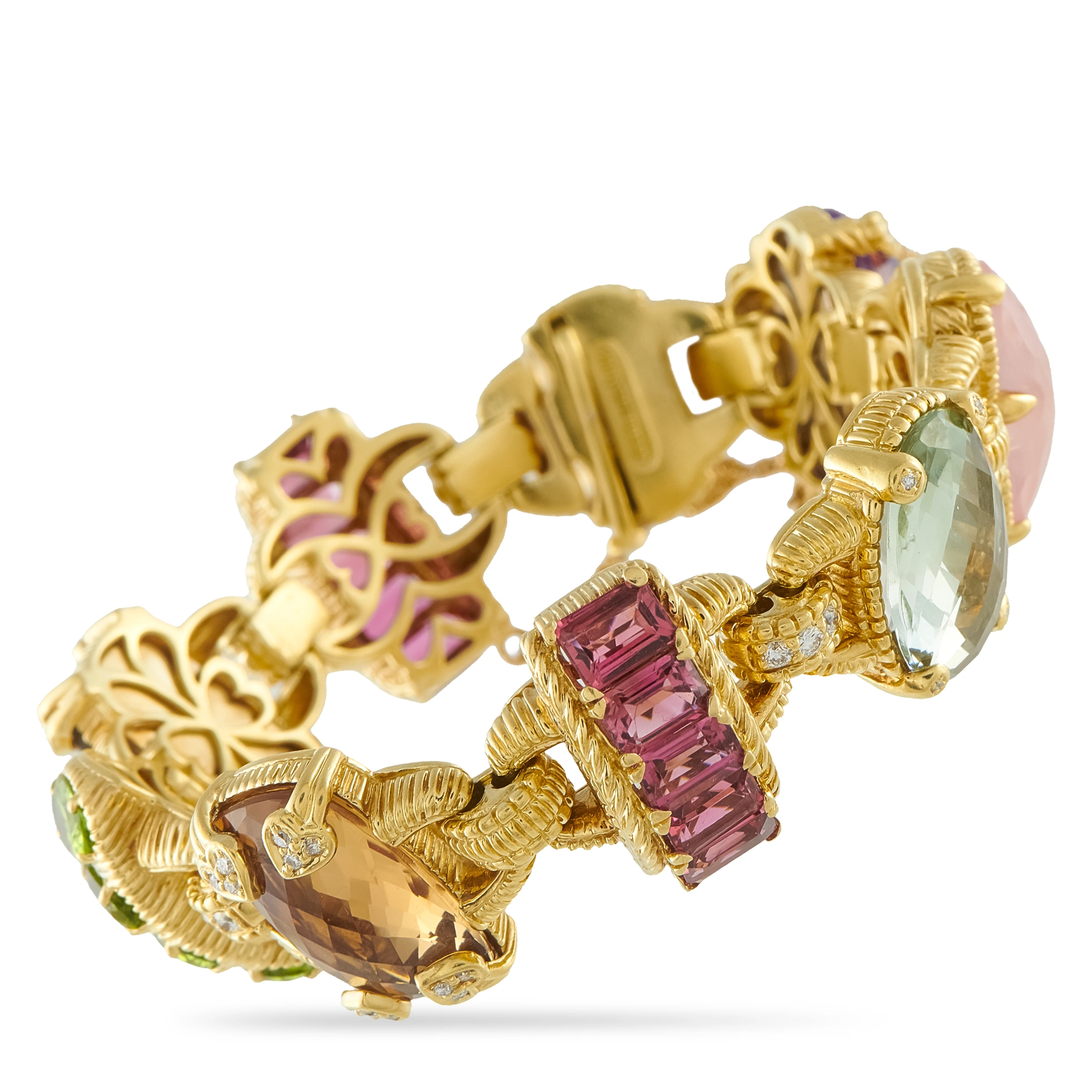 Judith Ripka 18K Yellow Gold 1.0ct Diamond and Multiple Gemstone Bracelet JR01-071026