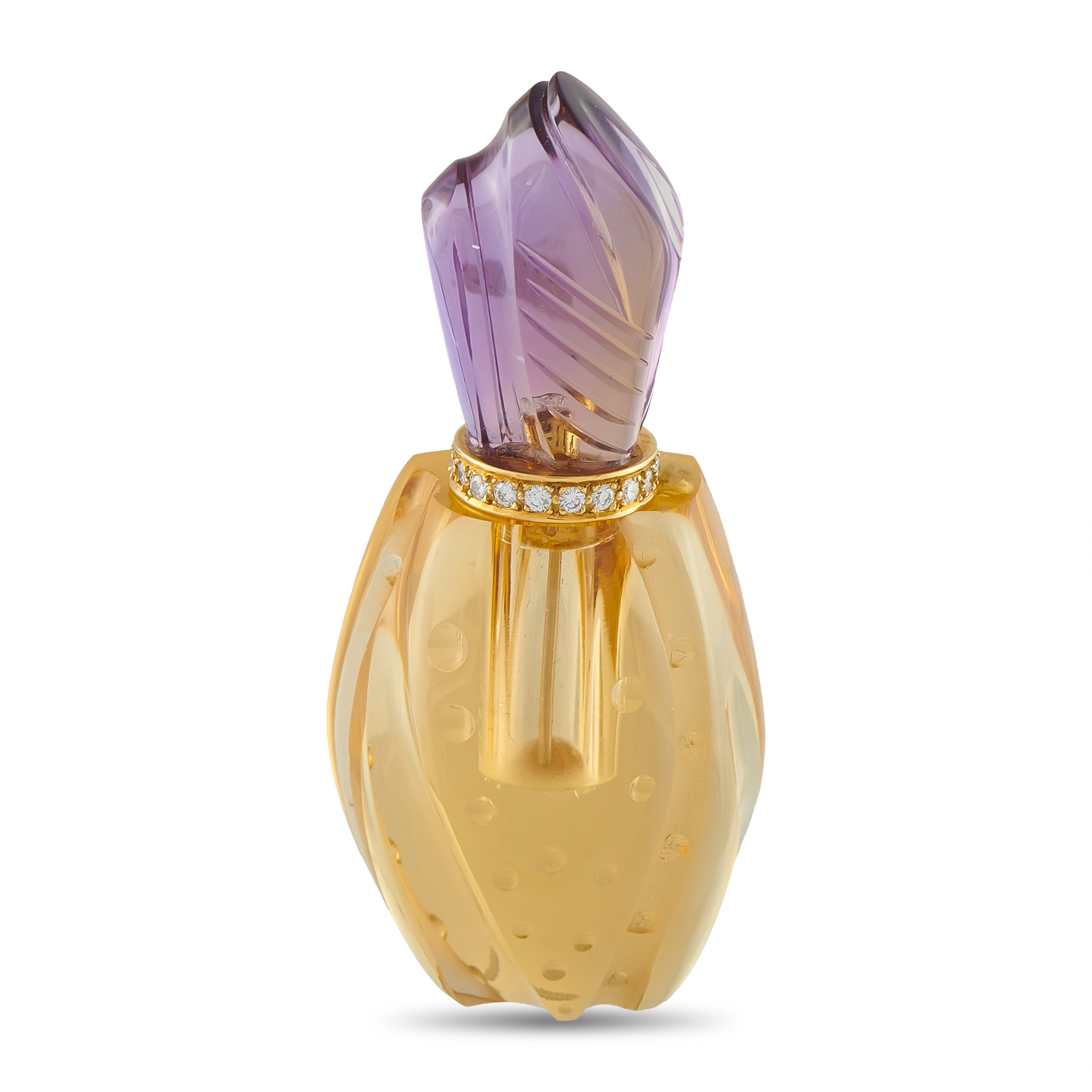 LB Exclusive 18K Yellow Gold Diamond, Amethyst, and Citrine Perfume Bottle MF15-070626