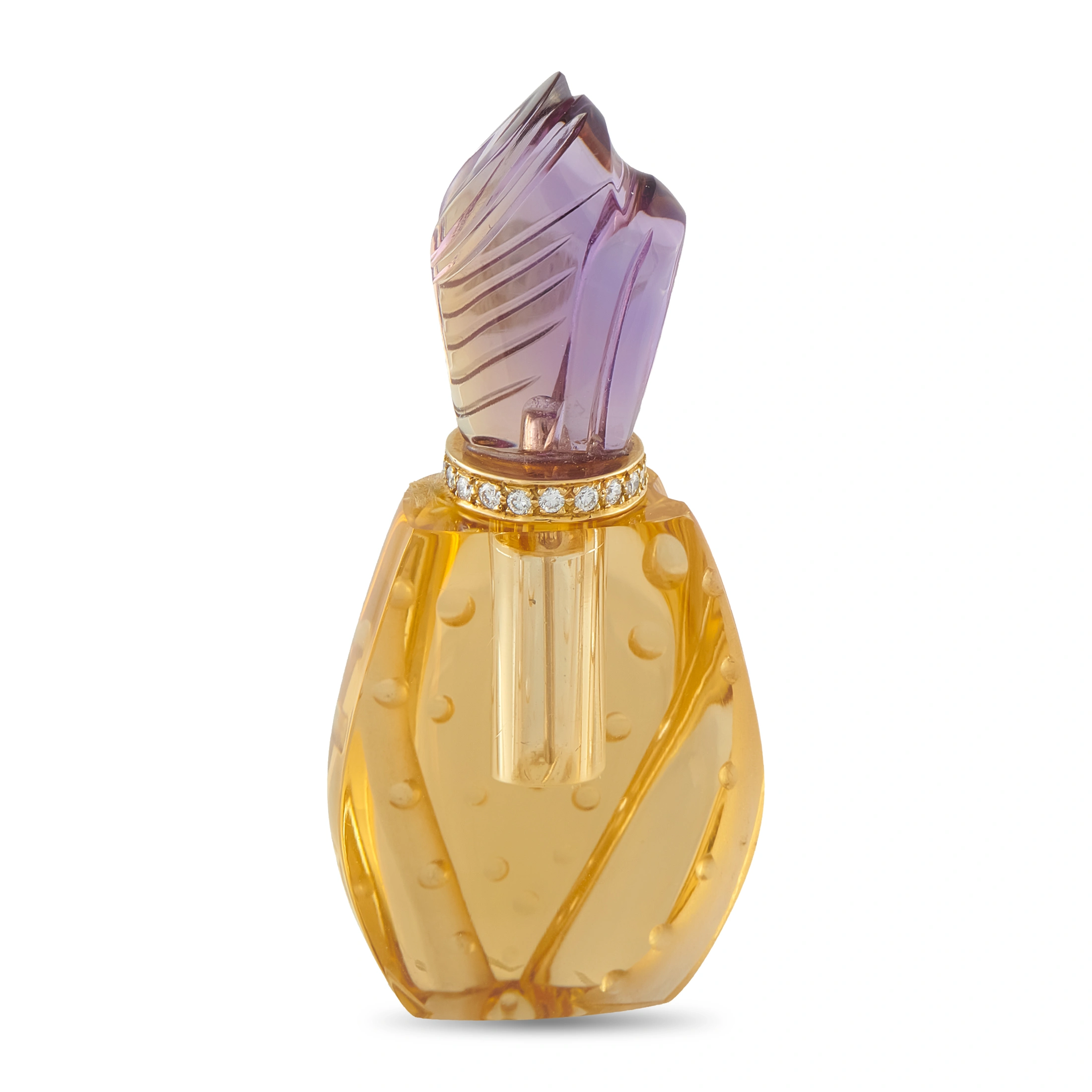 LB Exclusive 18K Yellow Gold Diamond, Amethyst, and Citrine Perfume Bottle MF15-070626 - Image 2
