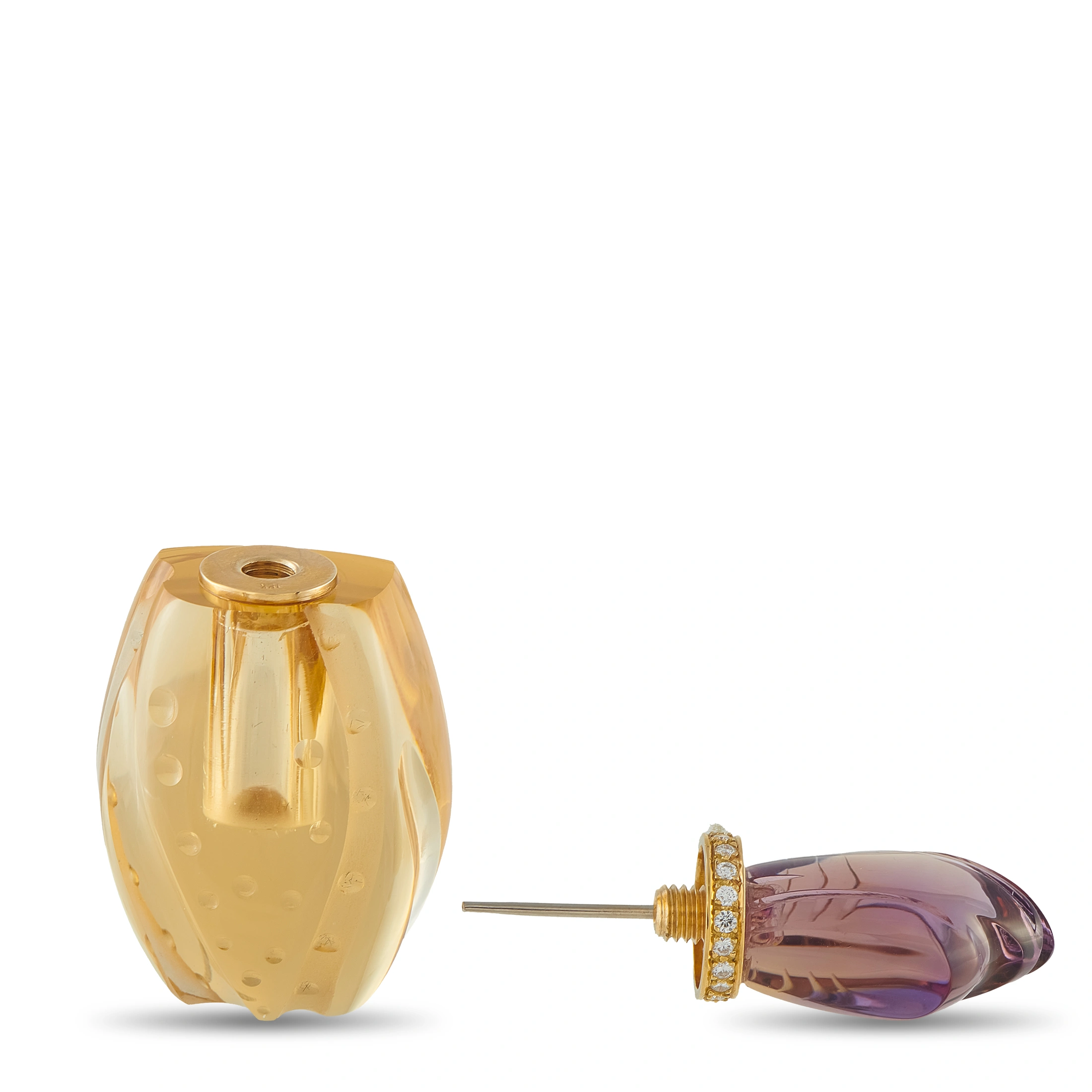 LB Exclusive 18K Yellow Gold Diamond, Amethyst, and Citrine Perfume Bottle MF15-070626 - Image 3