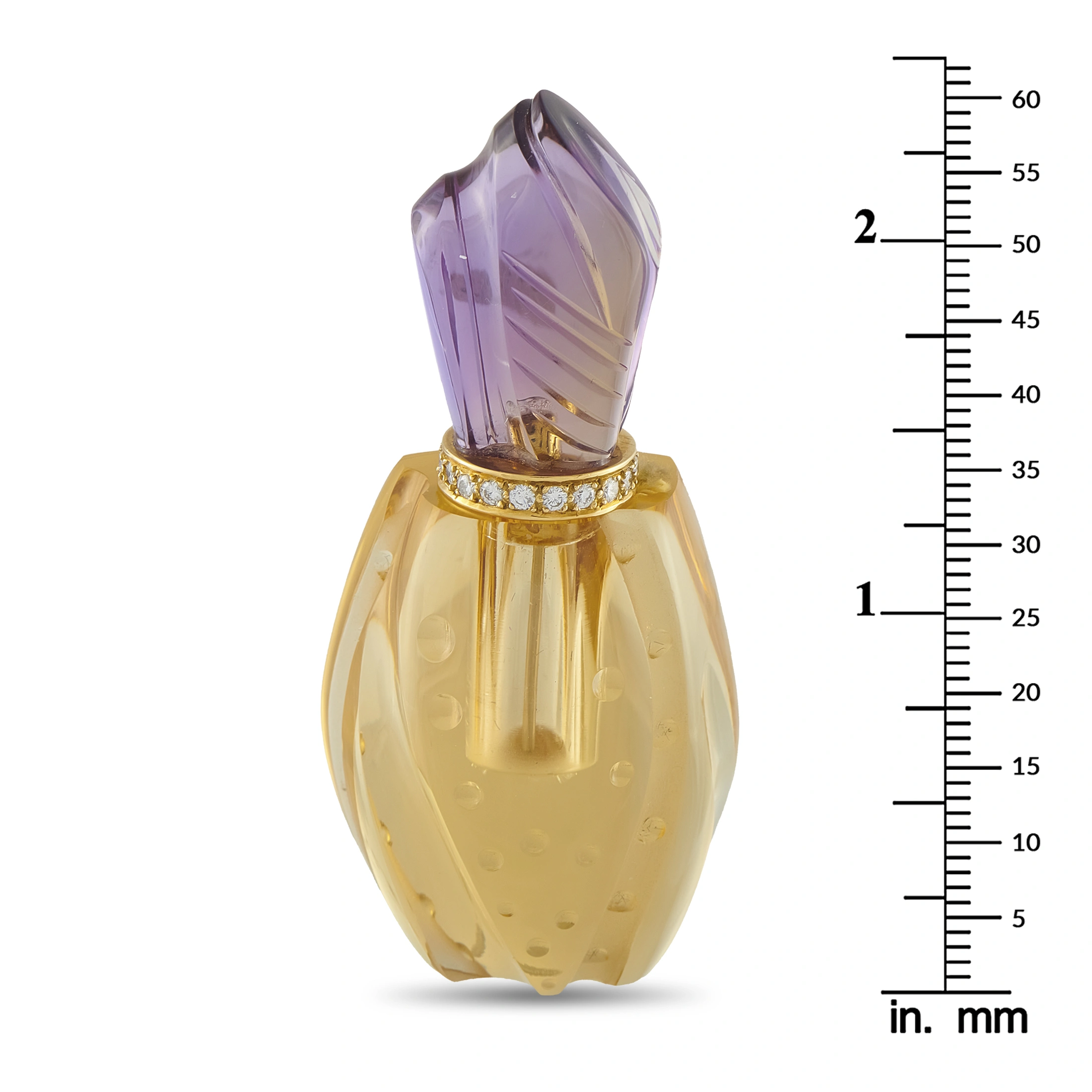 LB Exclusive 18K Yellow Gold Diamond, Amethyst, and Citrine Perfume Bottle MF15-070626 - Image 5