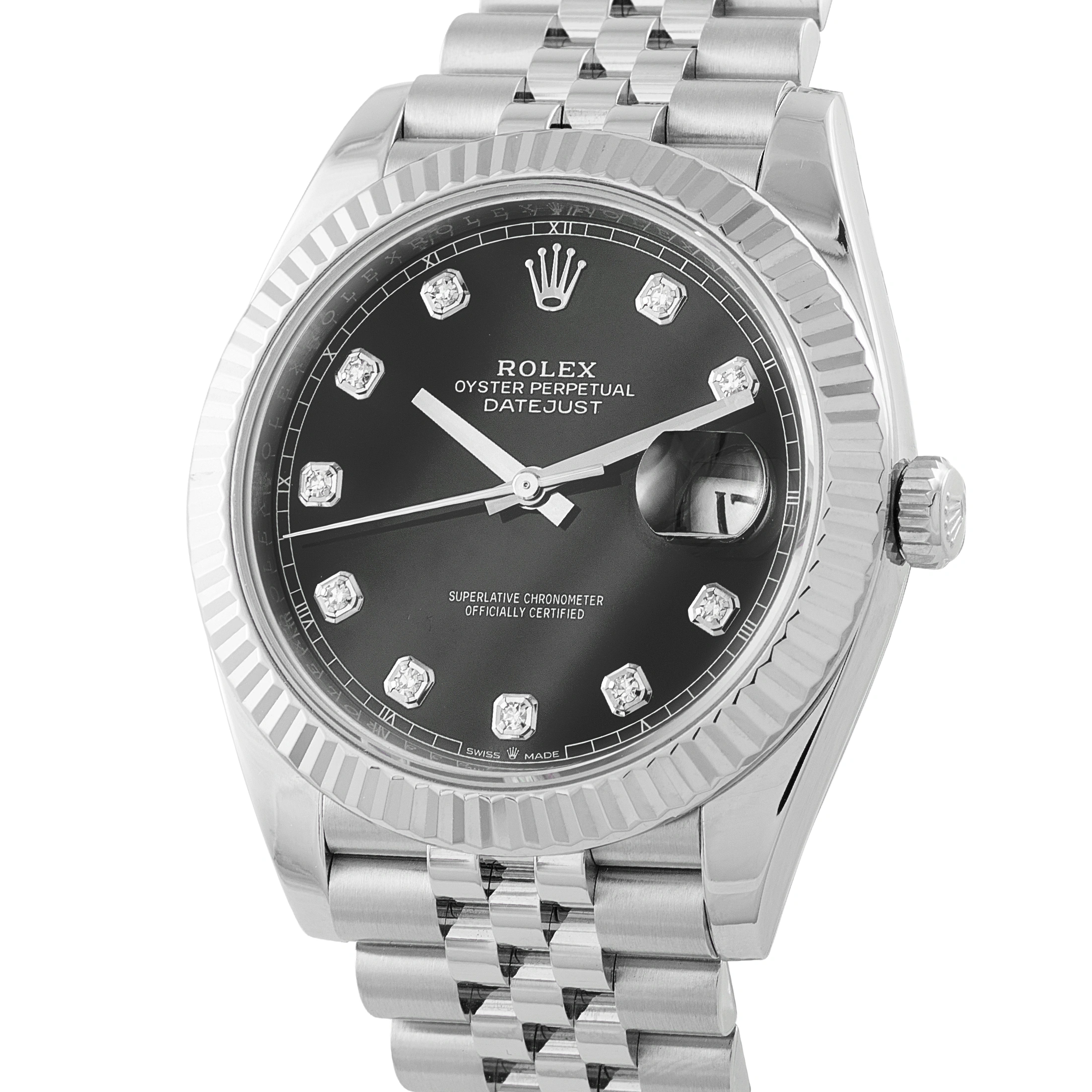 Rolex Datejust 41 Black Diamond Dial Steel Jubilee Watch 126334 - Image 2