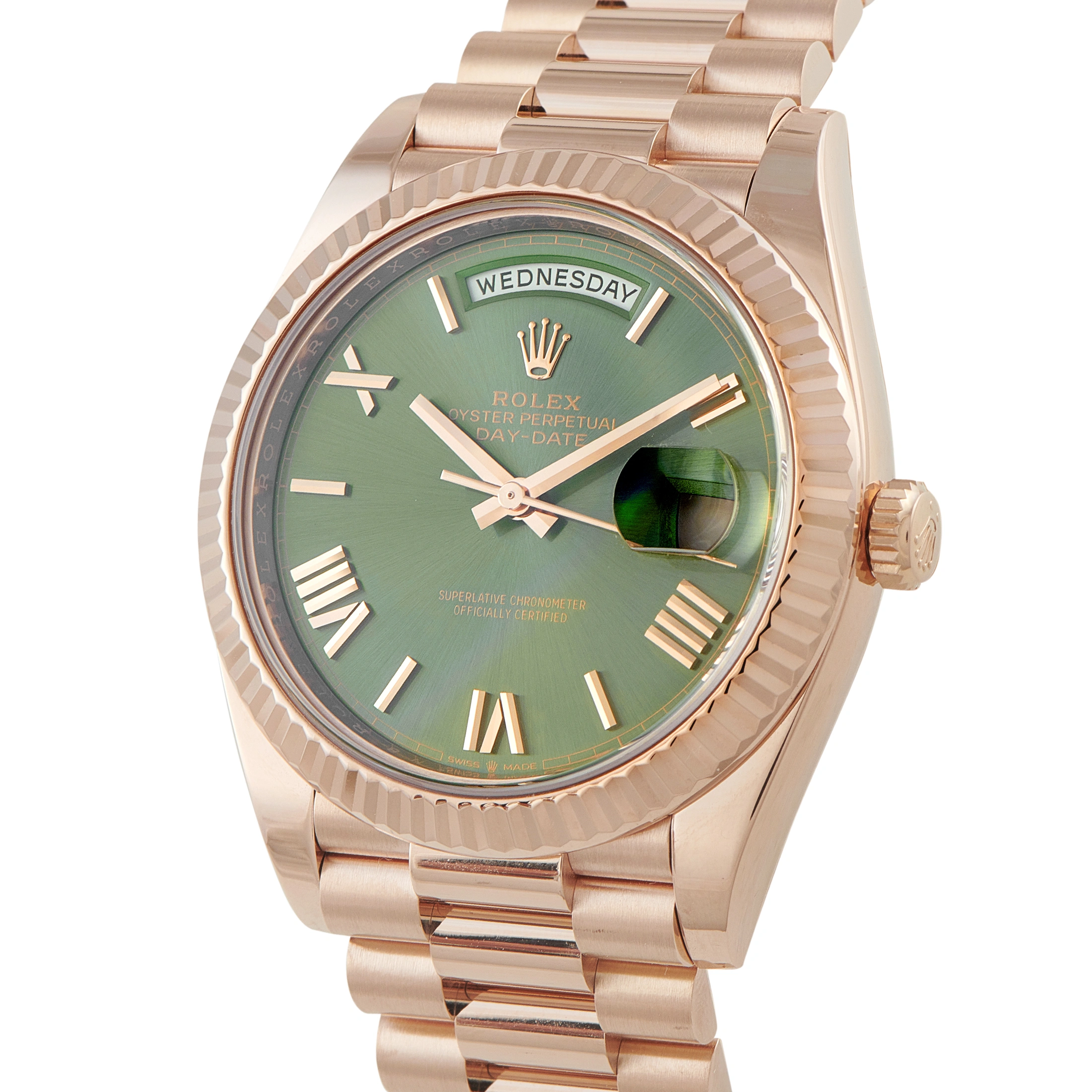 Rolex Day-Date Green Roman Dial Everose Gold President Watch 228235-0025 - Image 2