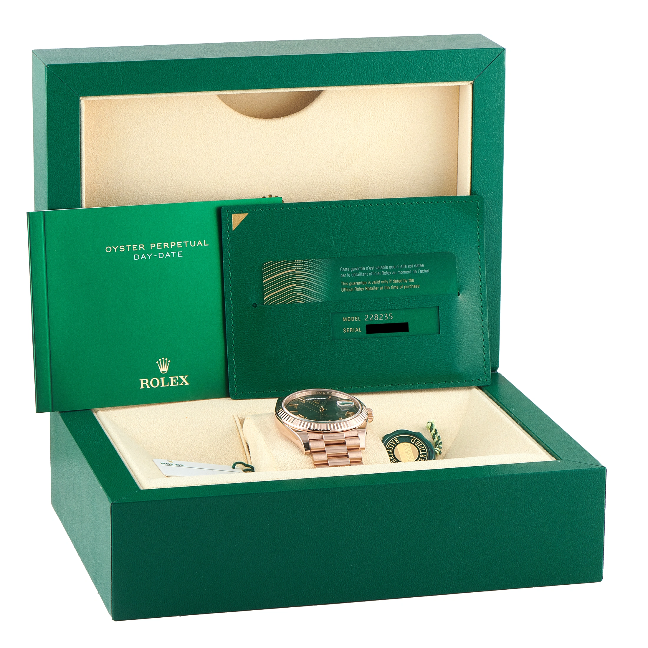 Rolex Day-Date Green Roman Dial Everose Gold President Watch 228235-0025 - Image 5