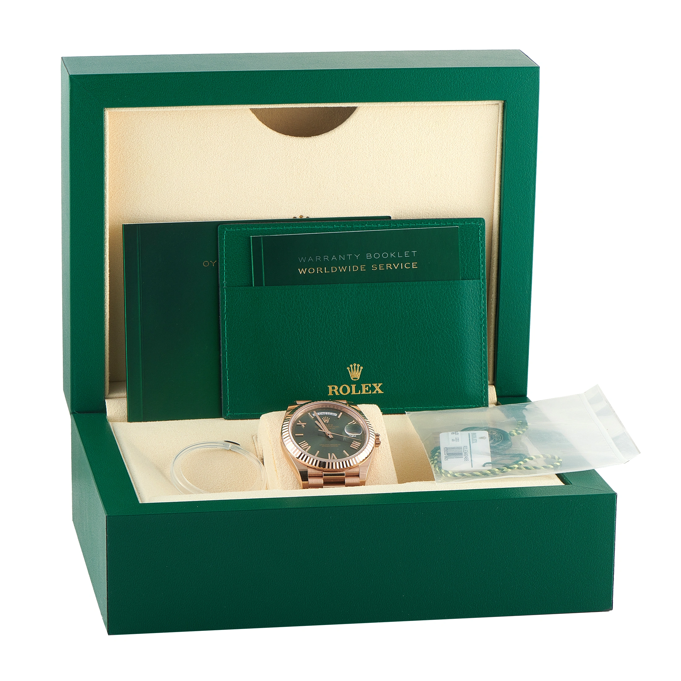 Rolex Day-Date Green Roman Dial Everose Gold President Watch 228235 - Image 5
