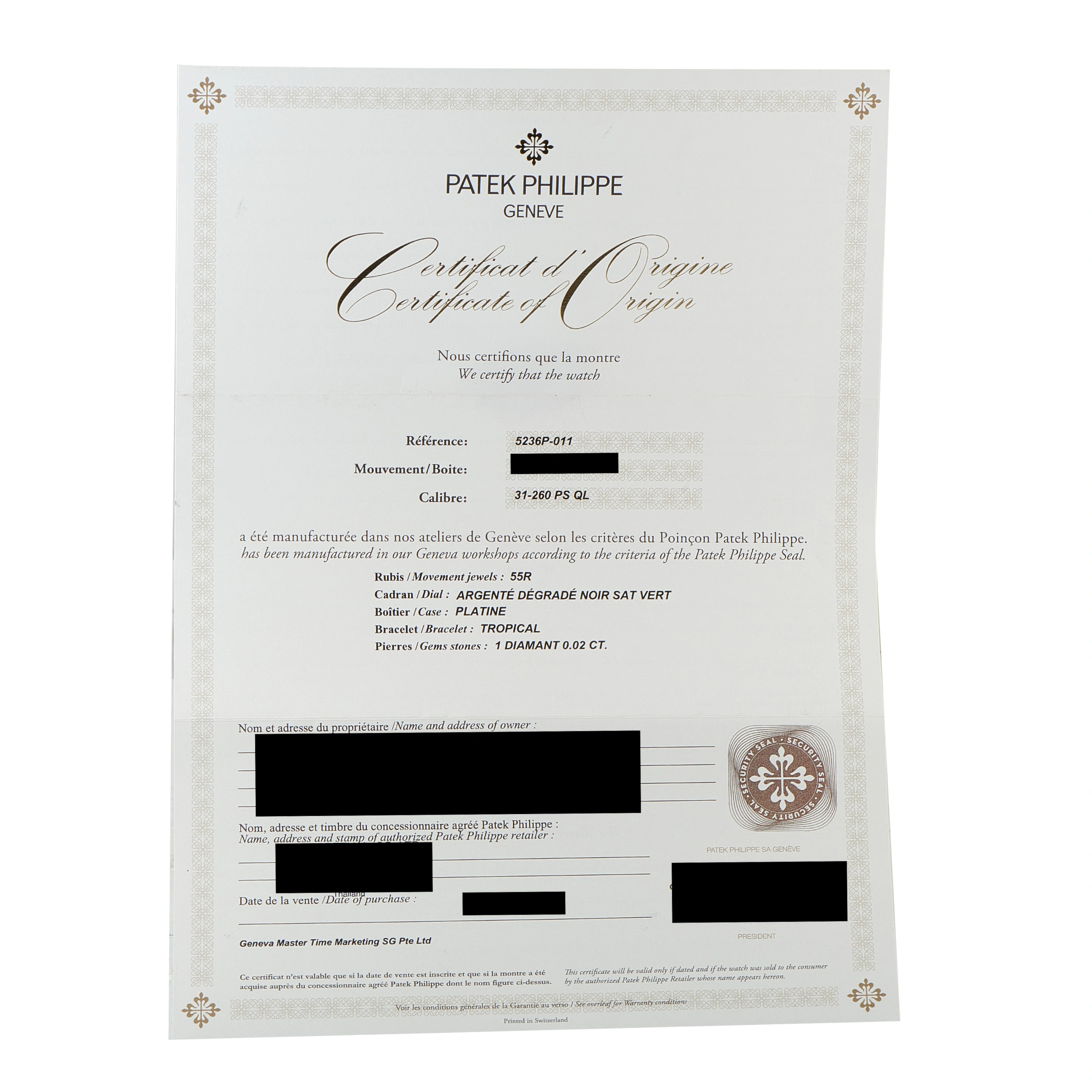 Patek Philippe Grand Complications In-Line Perpetual Calendar Platinum Watch 5236P-011 - Image 6