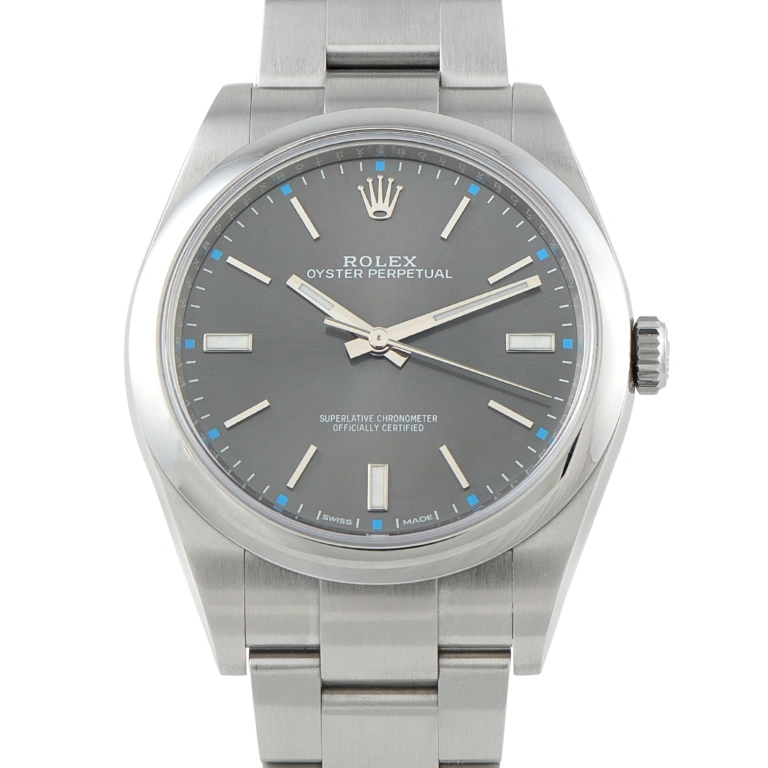 Rolex Oyster Perpetual 39 Dark Rhodium Dial Steel Watch 114300