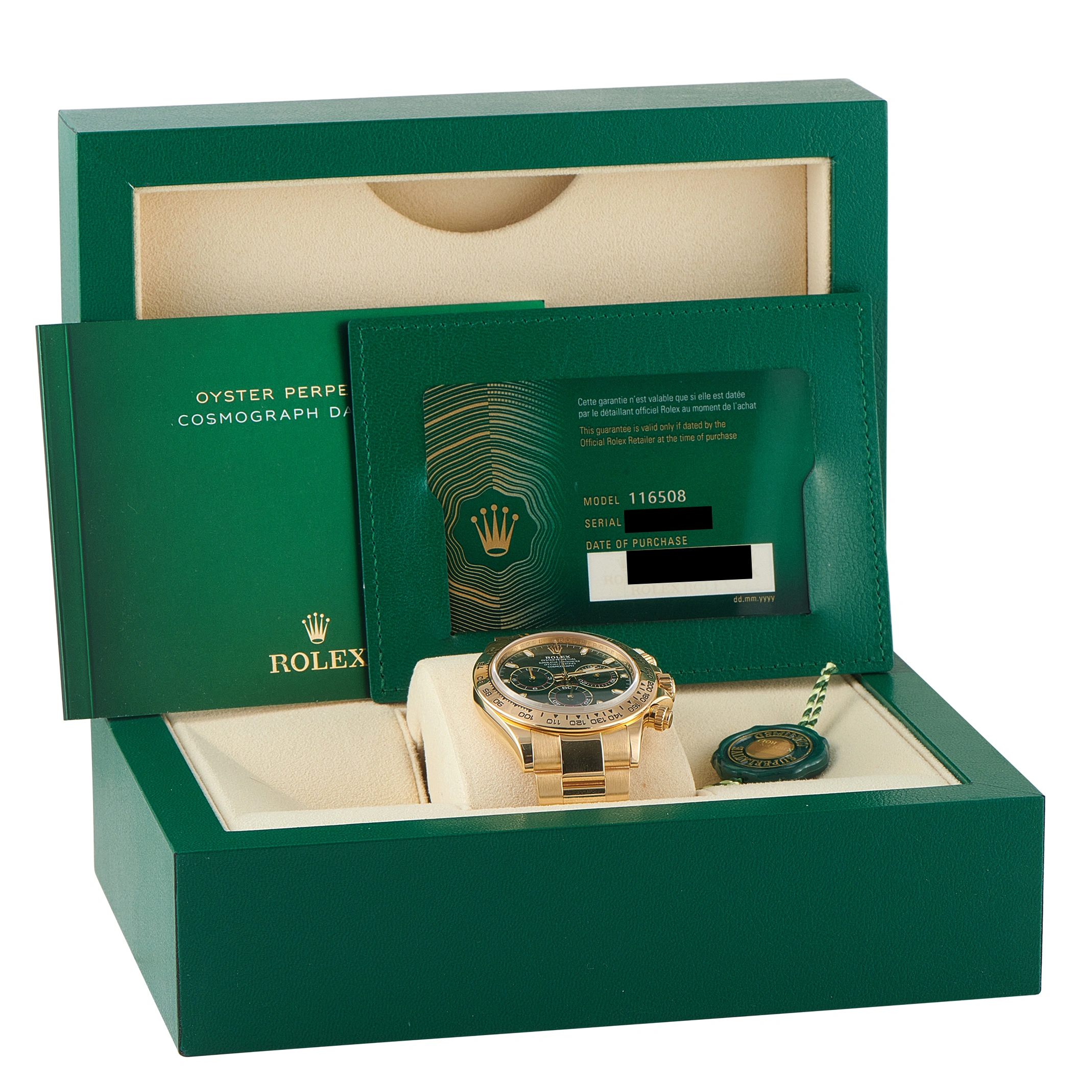 Rolex Daytona Green Dial Yellow Gold Watch 116508 - Image 5