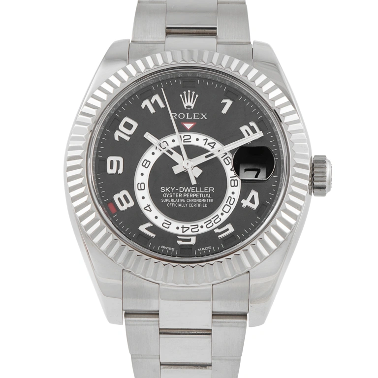 Rolex Sky-Dweller Black Dial 18K White Gold Watch 326939