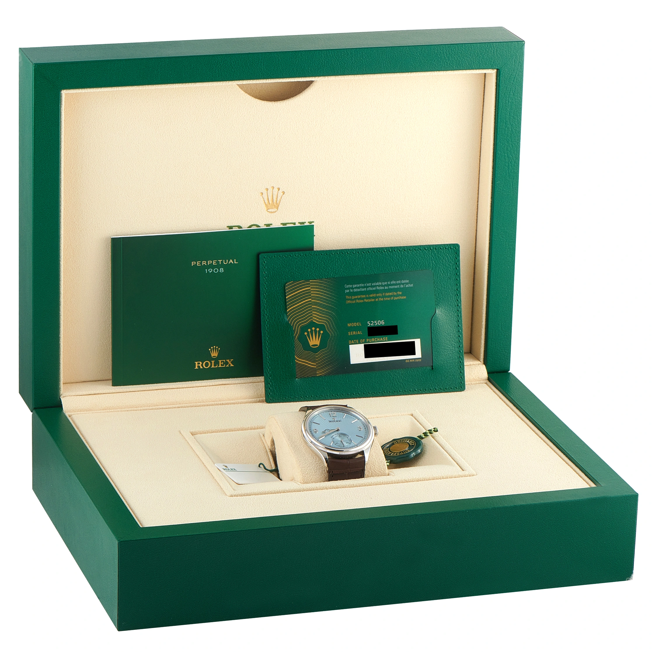 Rolex 1908 Ice Blue Dial Platinum Watch 52506 - Image 5