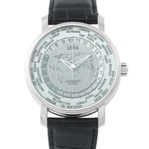 Andersen Geneve 1884 World Time Universal Coordinated Times White Gold Watch 1884