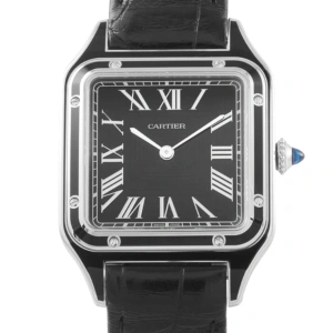 Cartier Santos-Dumont Black Lacquer Steel Watch WSSA0046