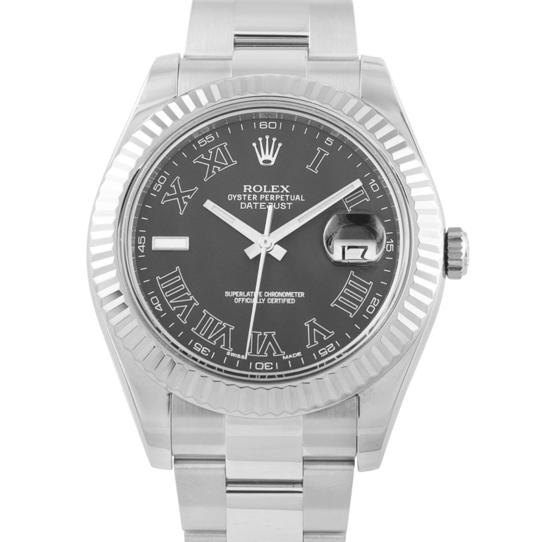 Rolex Datejust II Grey Roman Dial Steel Oyster Watch 116334
