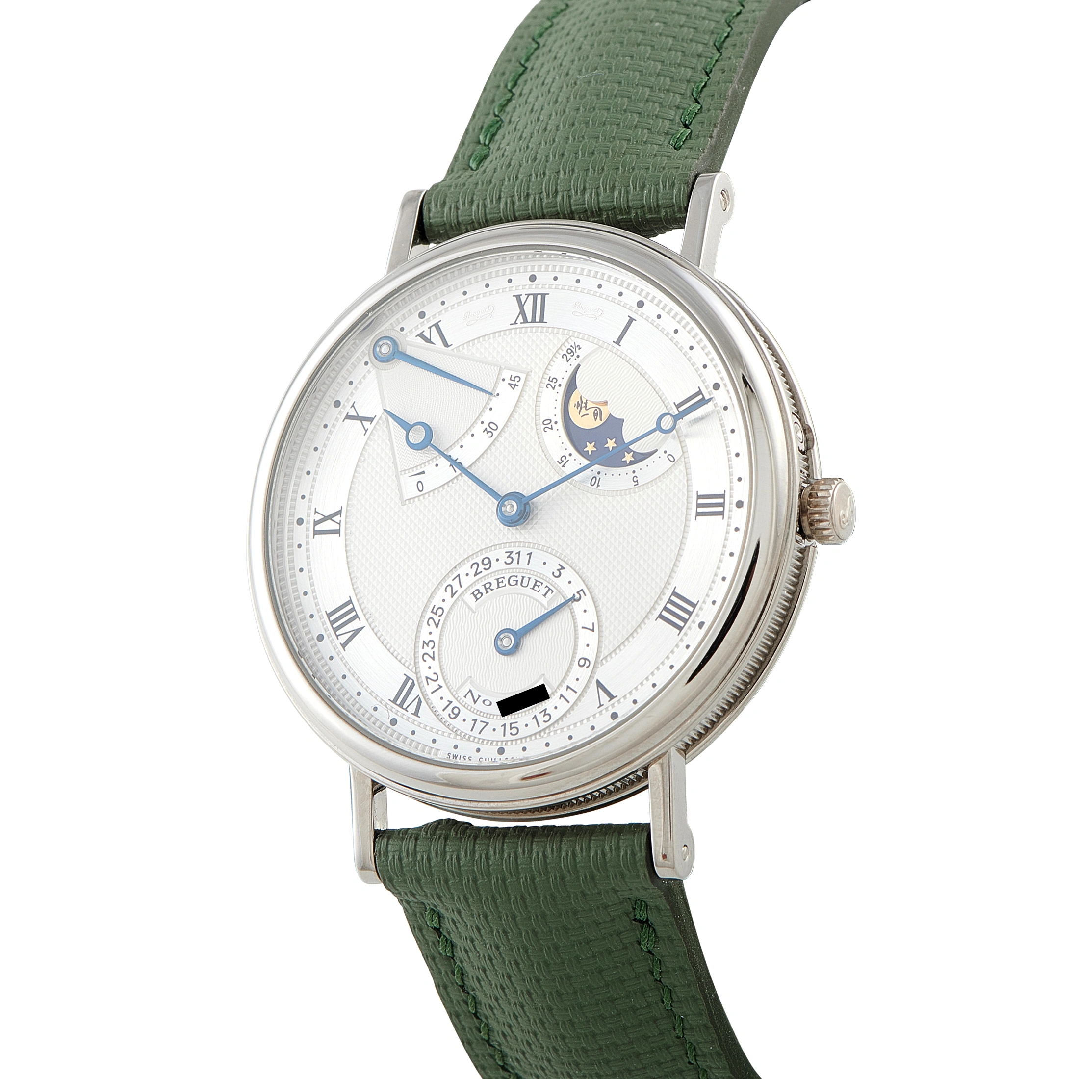 Breguet Classique Moon Phase Power Reserve Retrograde Date Silver Dial White Gold Watch 3130BB/11/BA0 - Image 2