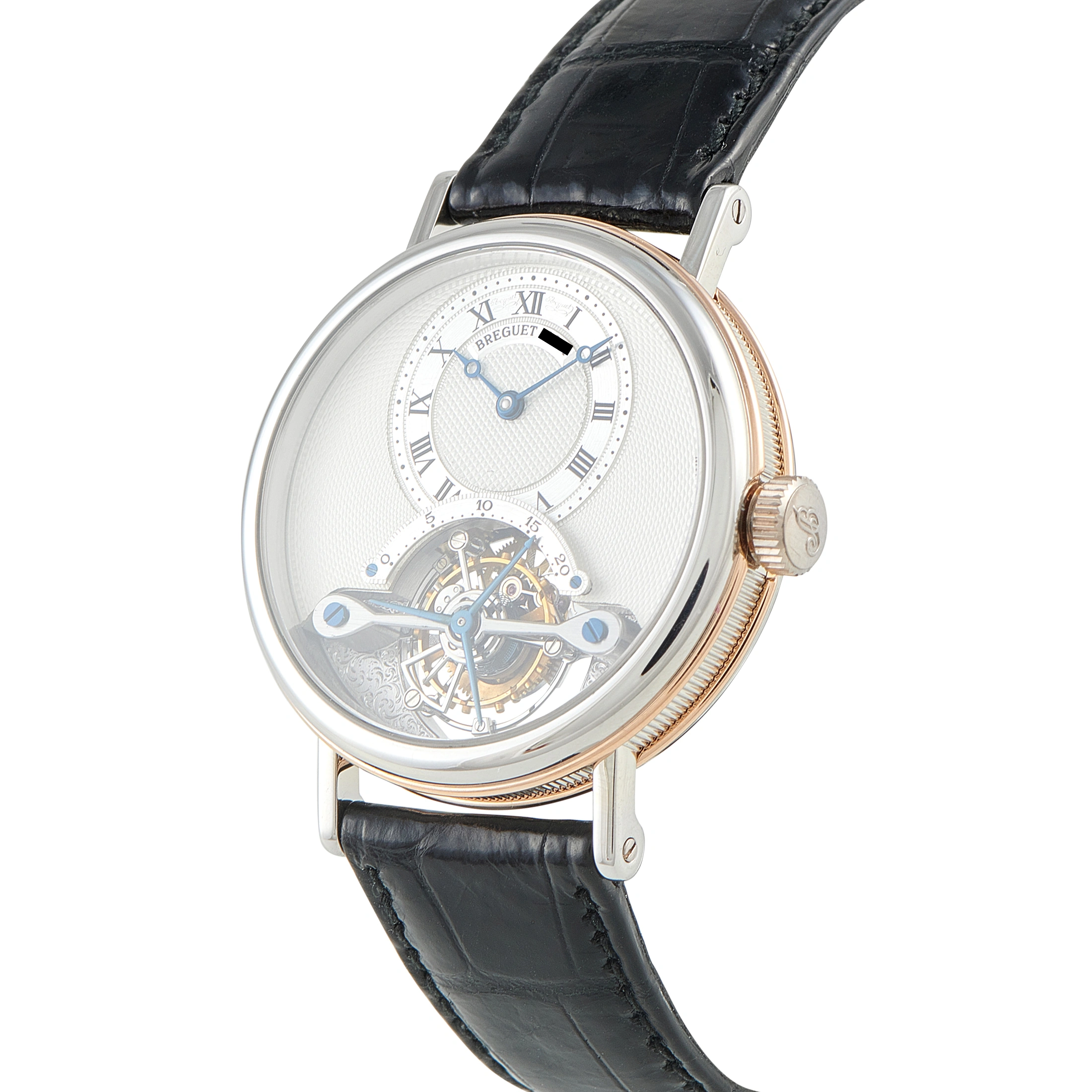 Breguet Tourbillon Silver Guilloche Dial Platinum and Rose Gold Watch 3457 - Image 2