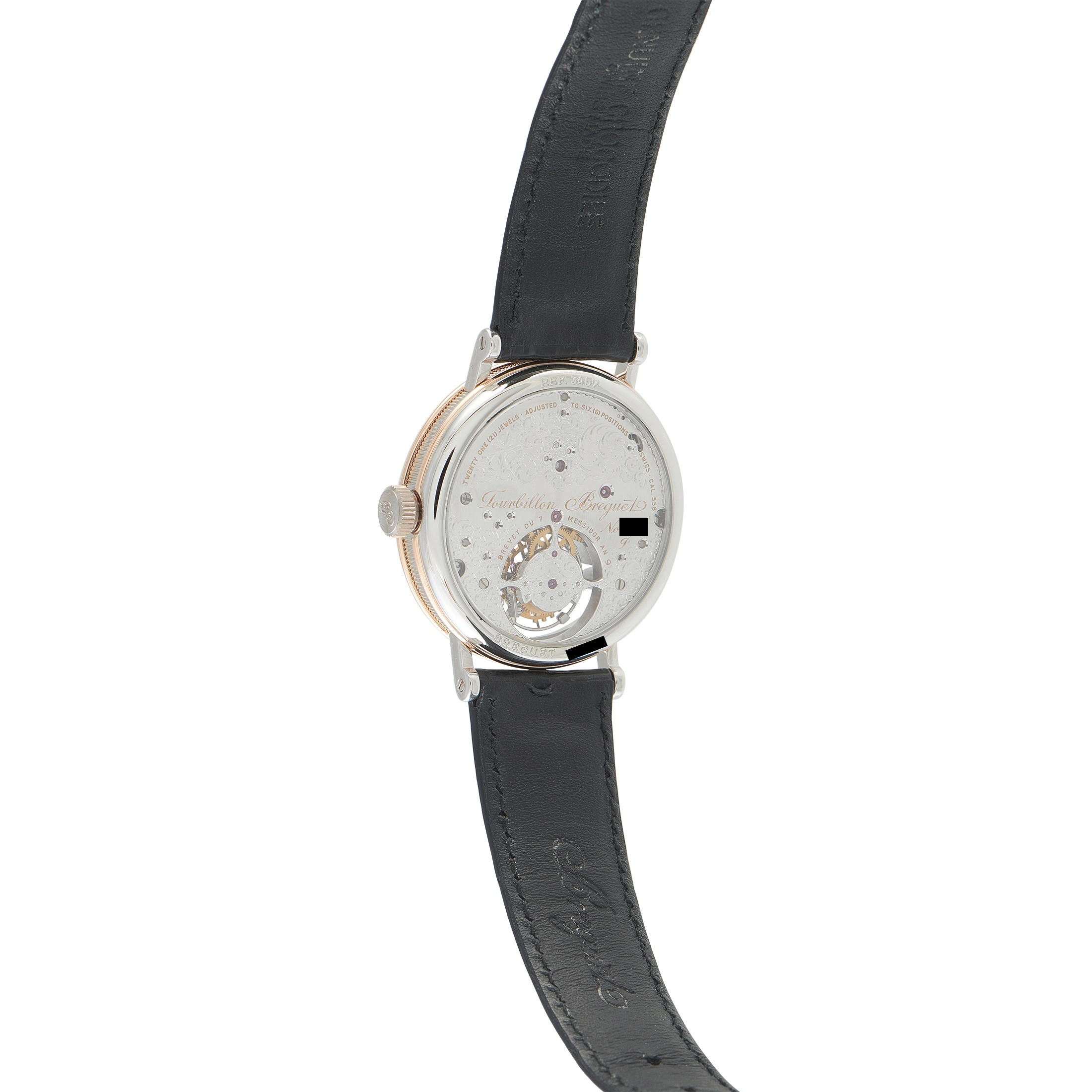Breguet Tourbillon Silver Guilloche Dial Platinum and Rose Gold Watch 3457 - Image 3