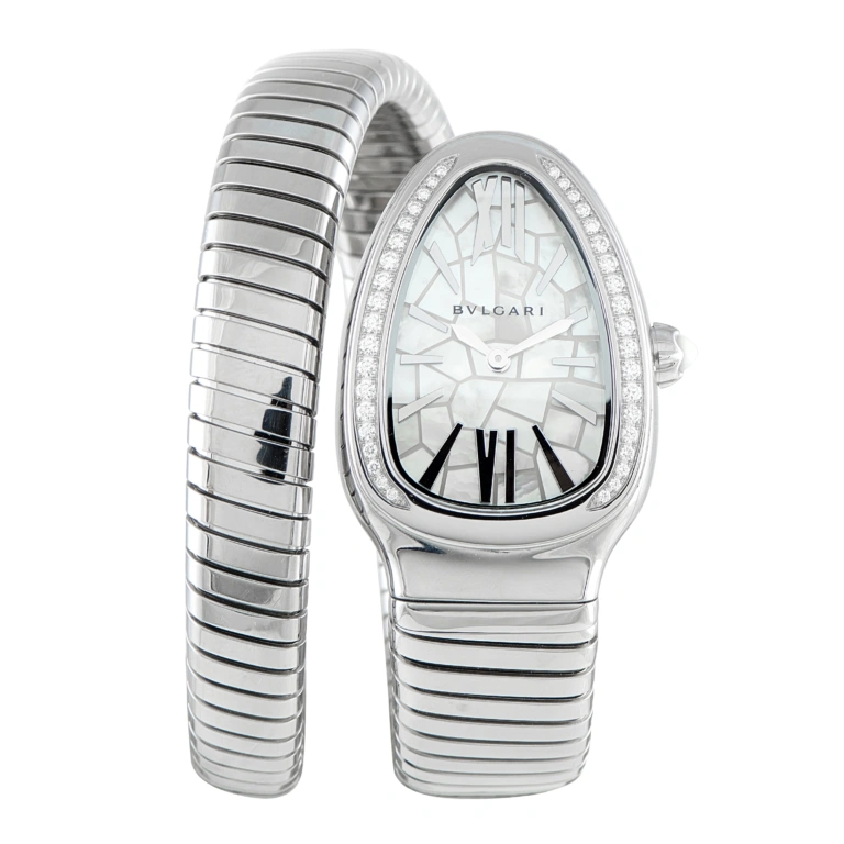 Bvlgari Serpenti Tubogas Mother-of-Pearl Dial Steel Watch 104004