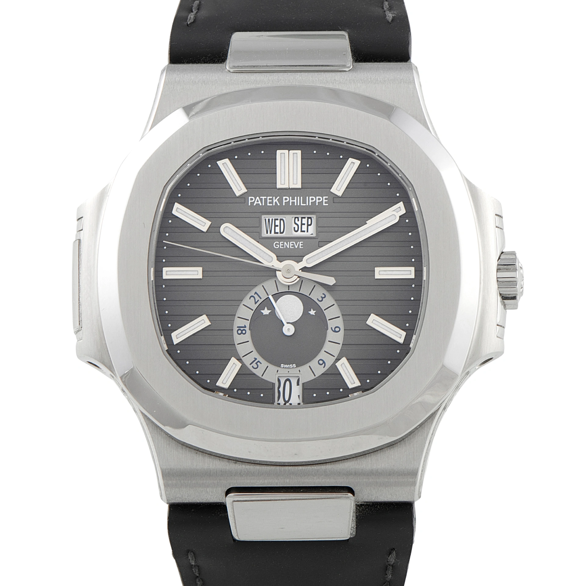 Patek Philippe Nautilus Annual Calendar Moon Phase Grey Dial Steel Watch 5726A-001