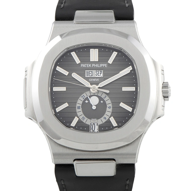 Patek Philippe Nautilus Annual Calendar Moon Phase Grey Dial Steel Watch 5726A-001