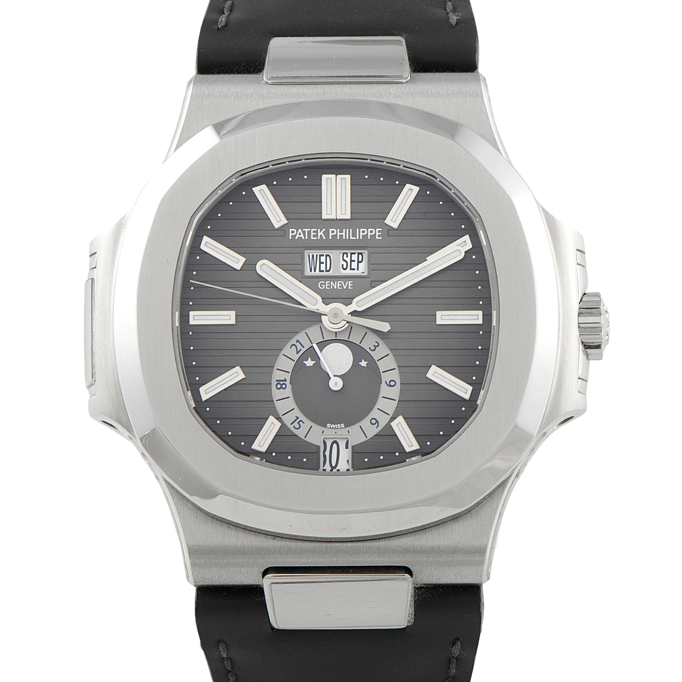 Patek Philippe Nautilus Annual Calendar Moon Phase Grey Dial Steel Watch 5726A-001