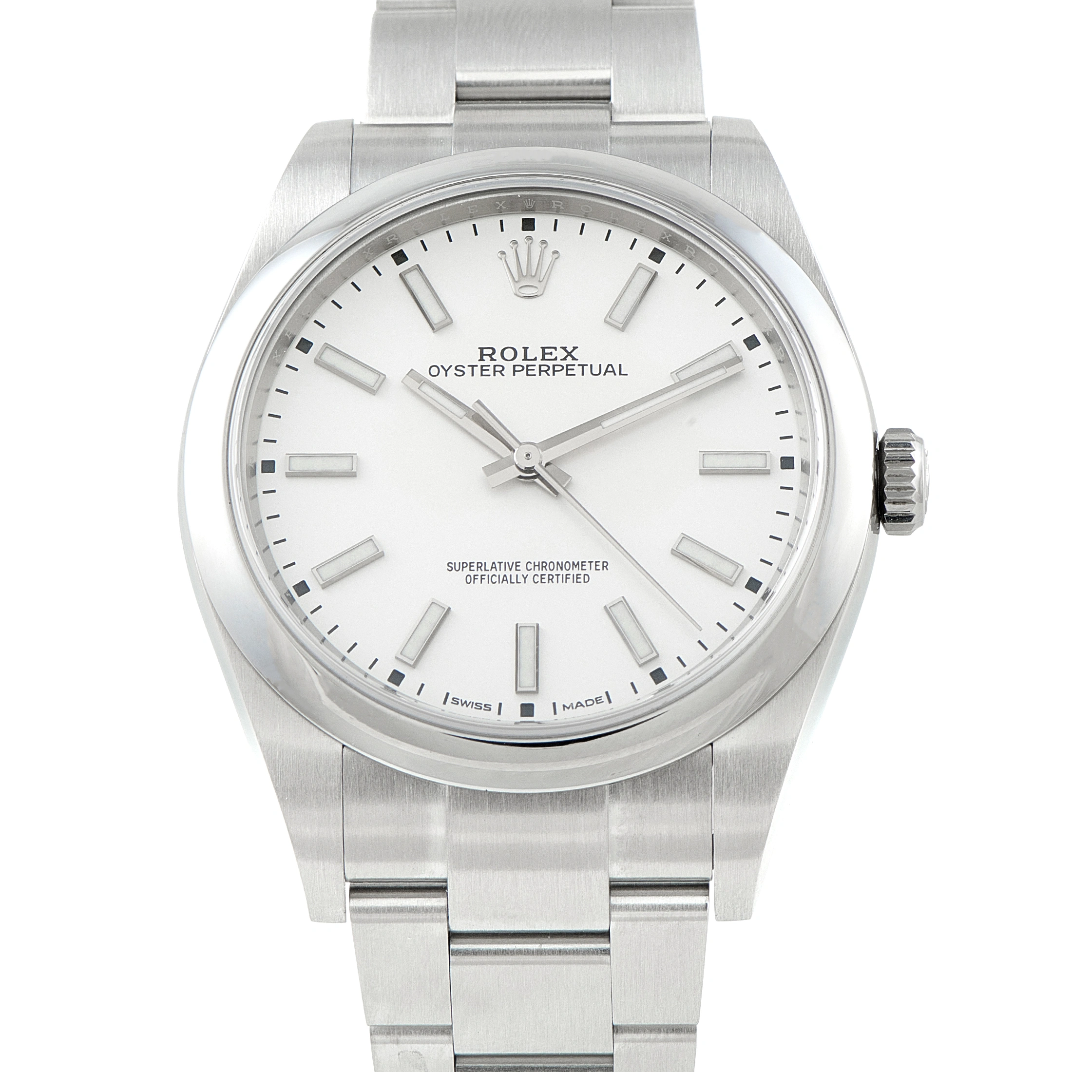 Rolex Oyster Perpetual 39 White Dial Steel Watch 114300