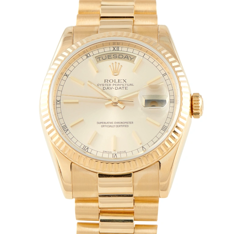 Rolex Day-Date 36 Champagne Dial Yellow Gold President Watch 118238
