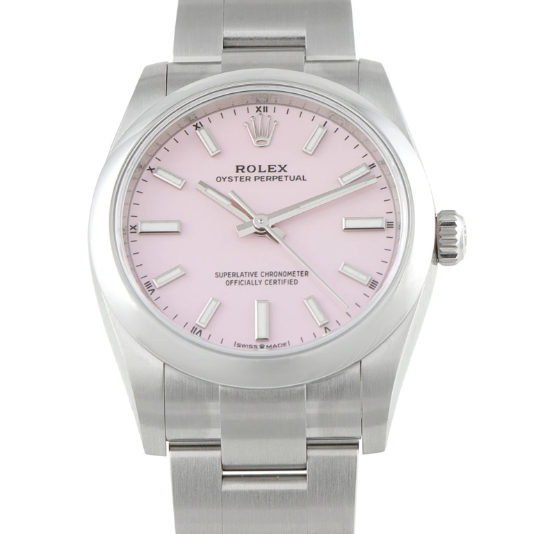 Rolex Oyster Perpetual 34 Candy Pink Dial Steel Watch 124200