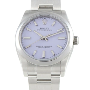 Rolex Oyster Perpetual 34 Lavender Dial Steel Watch 124200
