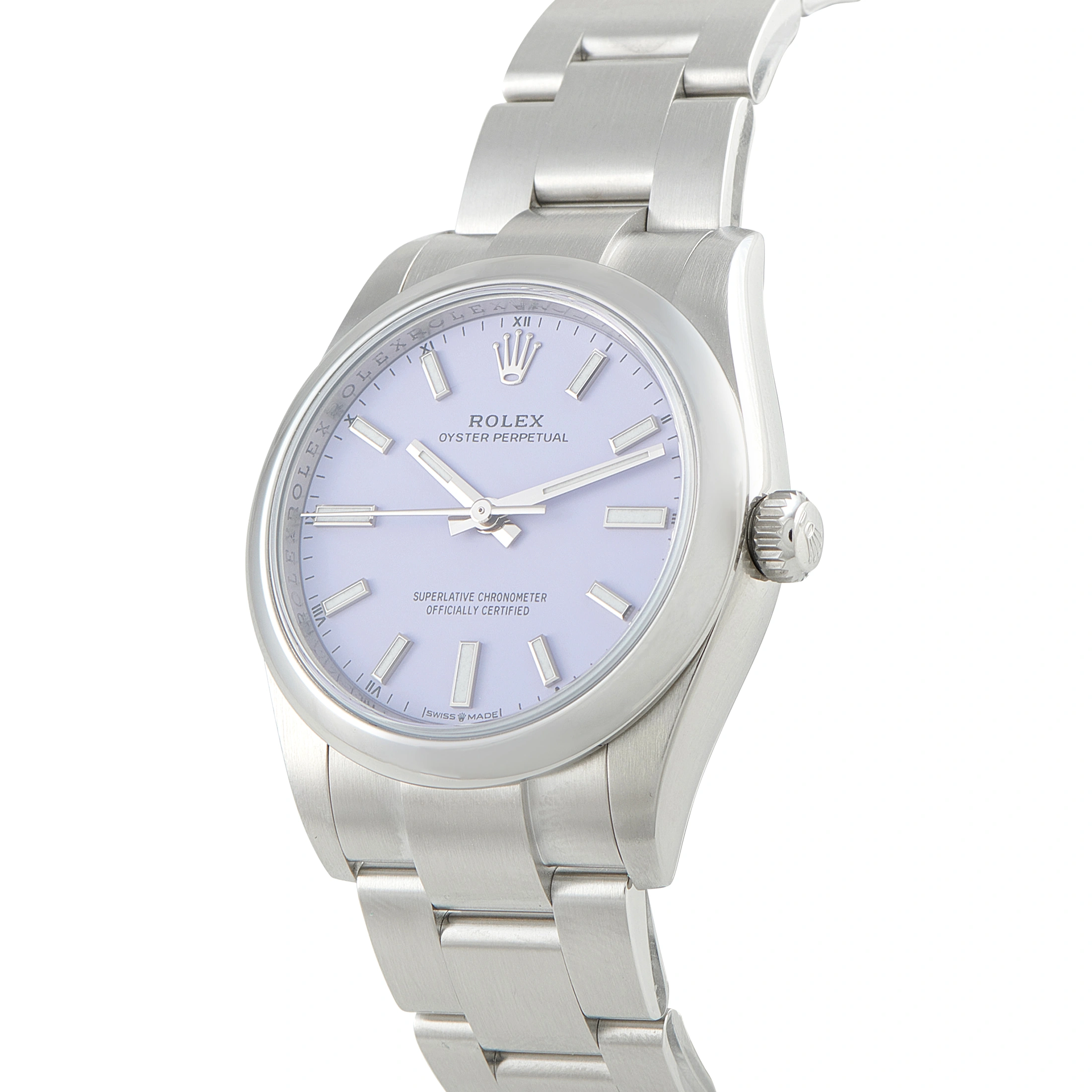 Rolex Oyster Perpetual 34 Lavender Dial Steel Watch 124200 - Image 2