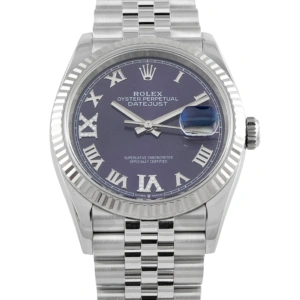 Rolex Datejust 36 Aubergine Diamond Dial Steel Jubilee Watch 126234