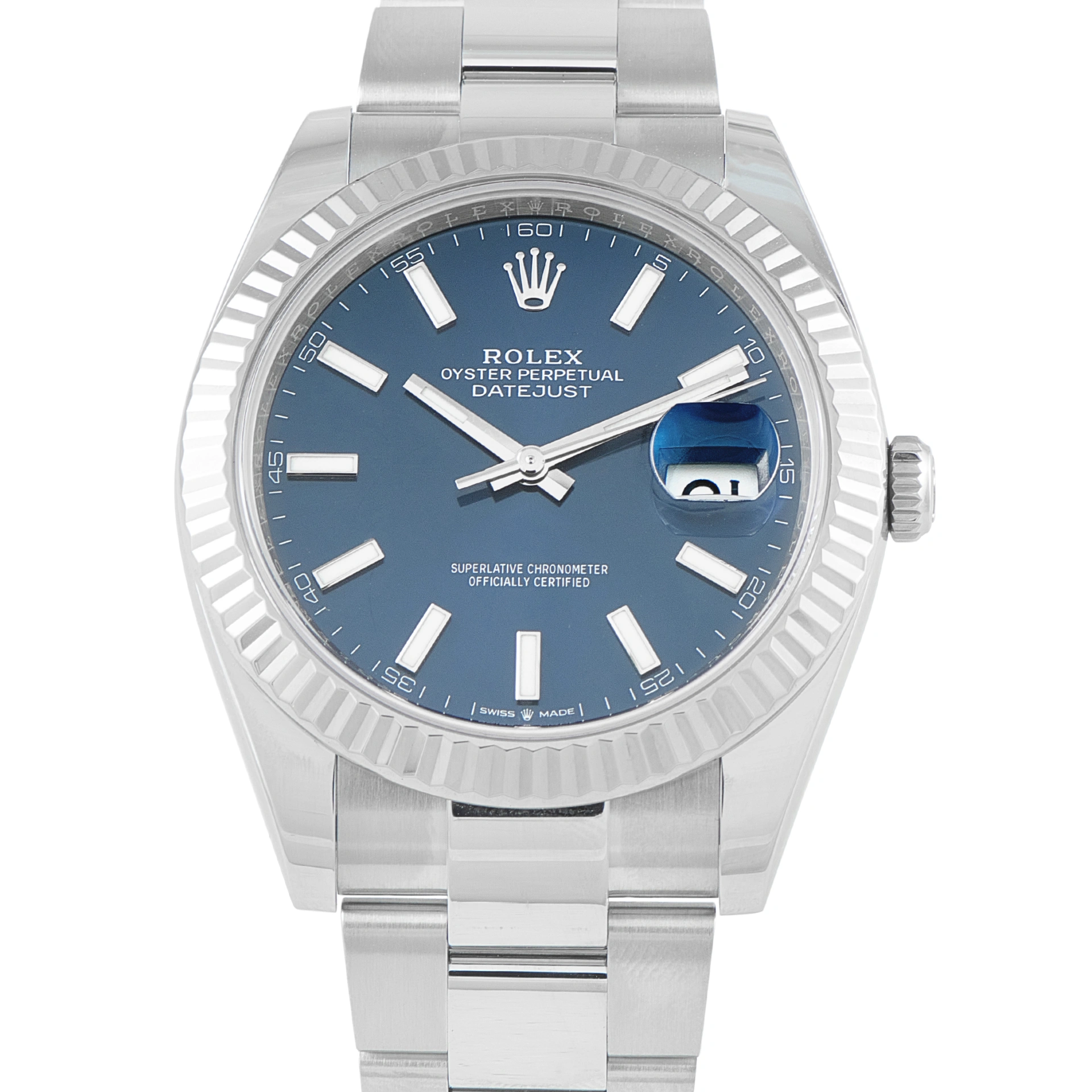 Rolex Datejust 41 Blue Dial Steel Oyster Watch 126334