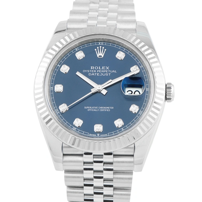 Rolex Datejust 41 Blue Diamond Dial Steel Jubilee Watch 126334