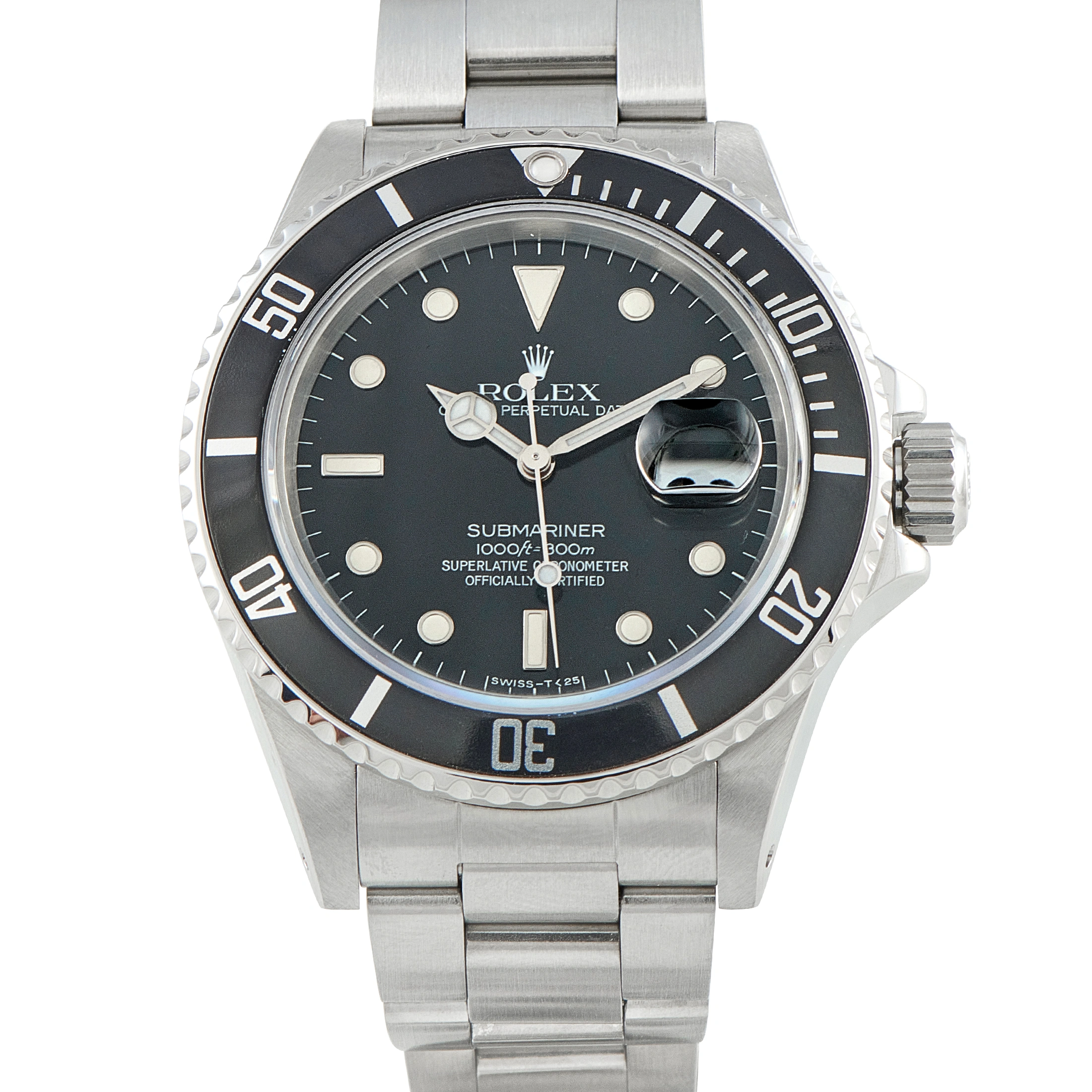 Rolex Submariner Date Black Dial Steel Watch 168000