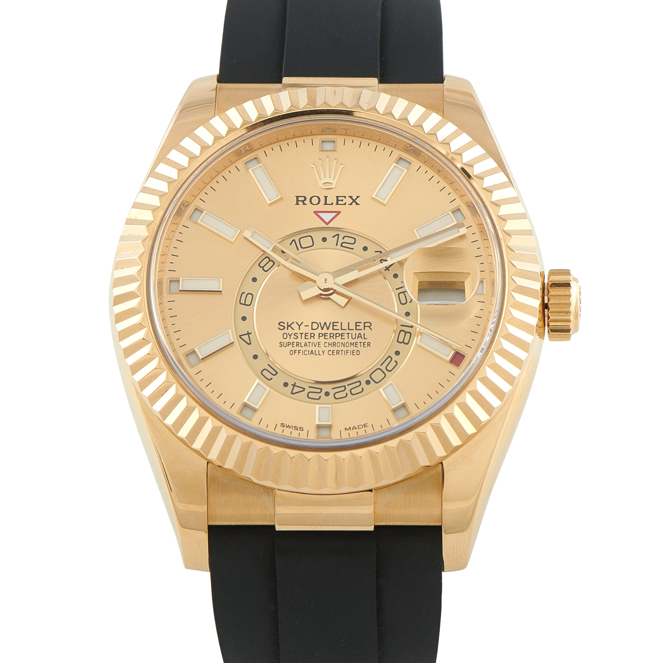 Rolex Sky-Dweller Champagne Dial Yellow Gold Watch 326238